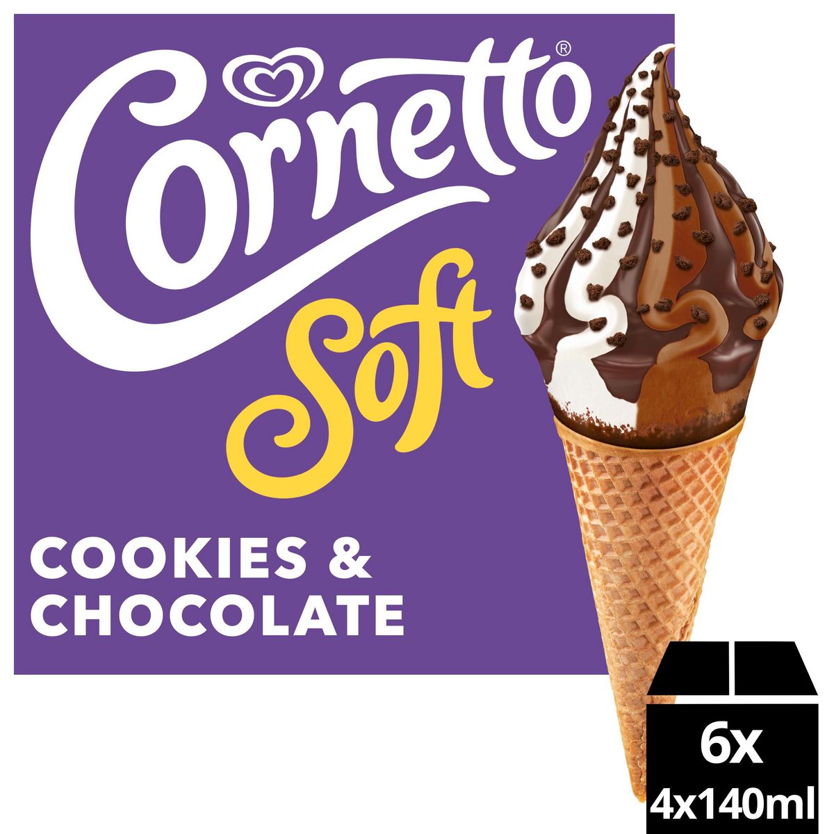 CORNETTO Glace à l'italienne cookie chocolat 4 pièces 324g