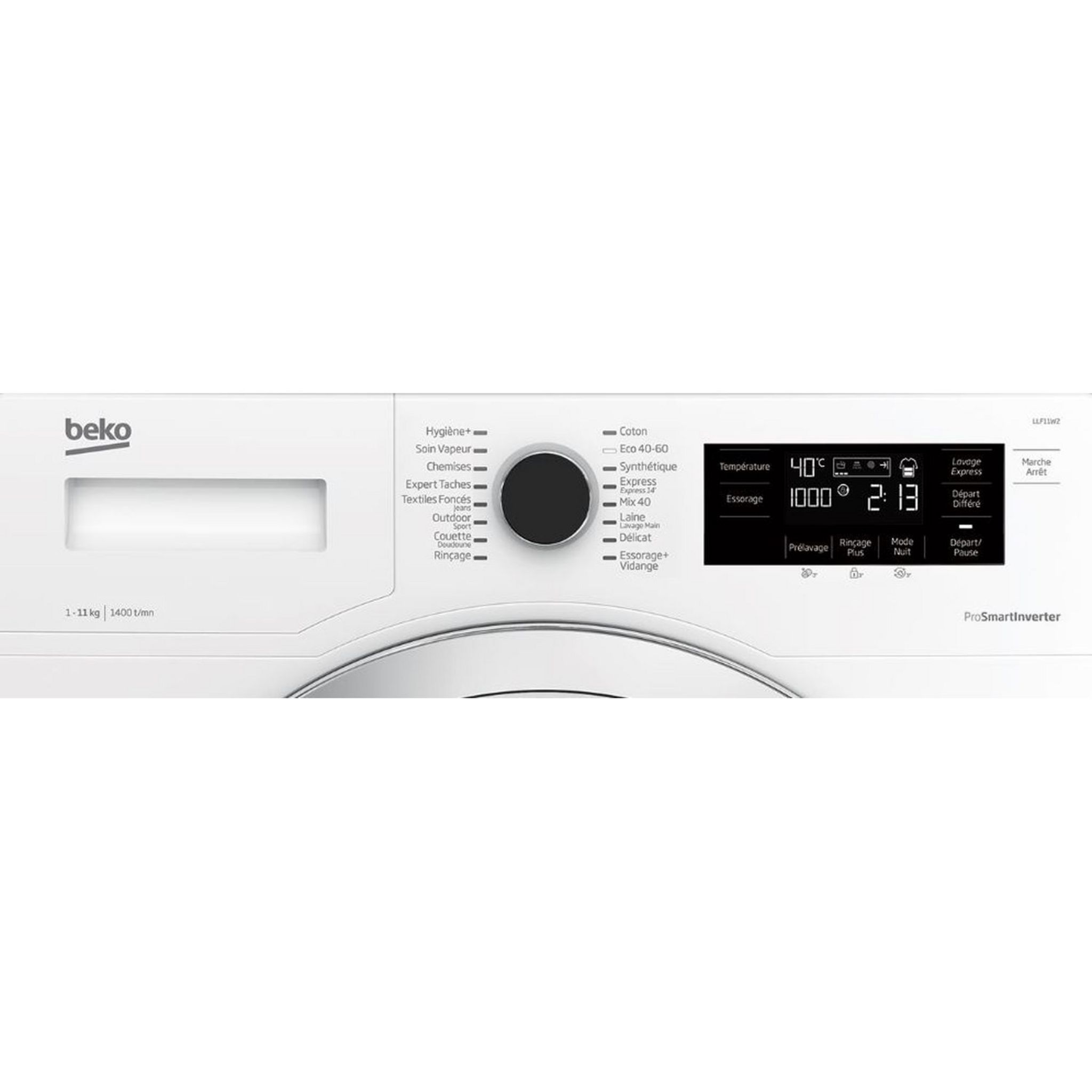 Voir la diapositive 5 : BEKO Lave linge hublot LLF11W2, 11 Kg, 1400 T/min, C