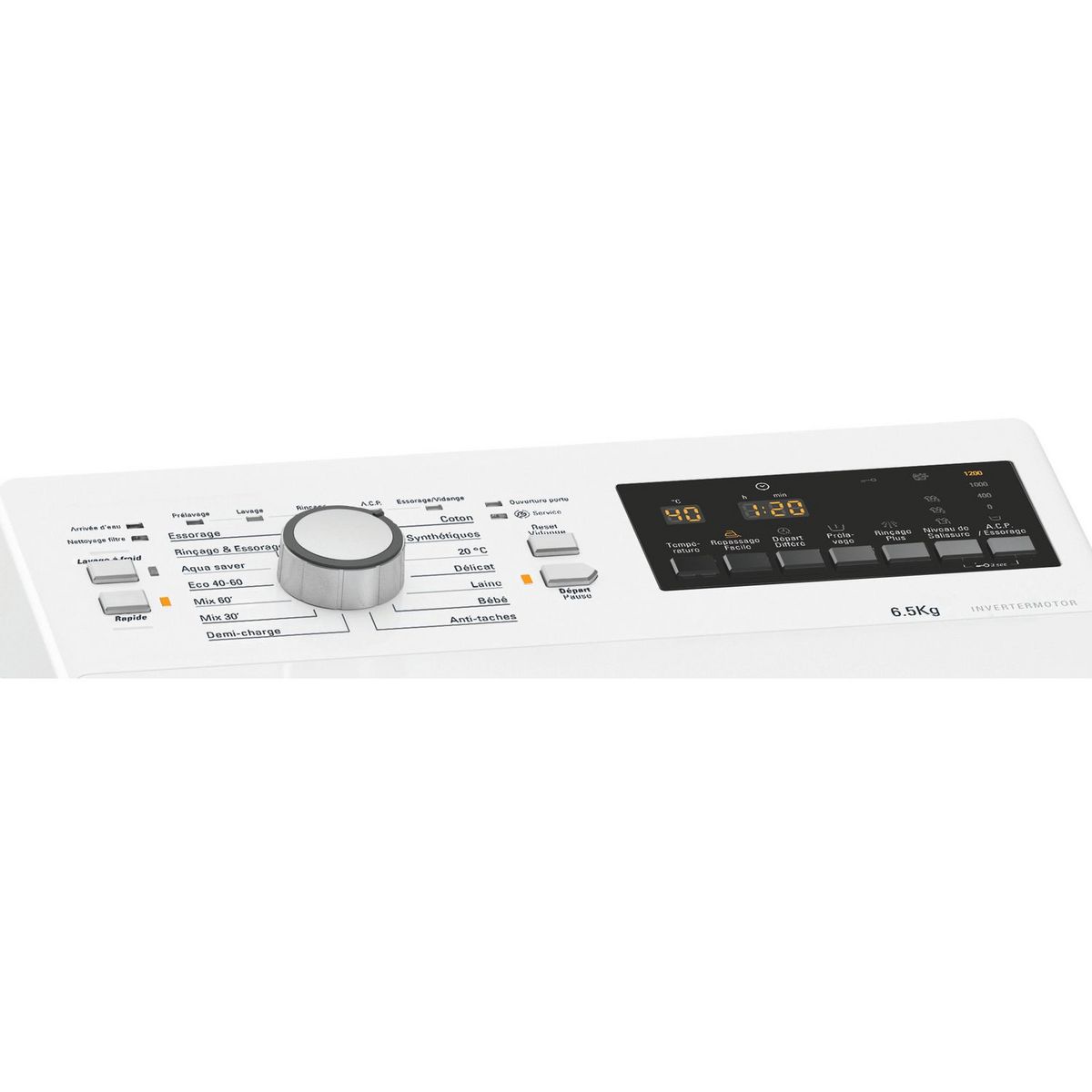 HOTPOINT Lave linge top WMTG6524BFR, 6.5 Kg, 1200 T/min