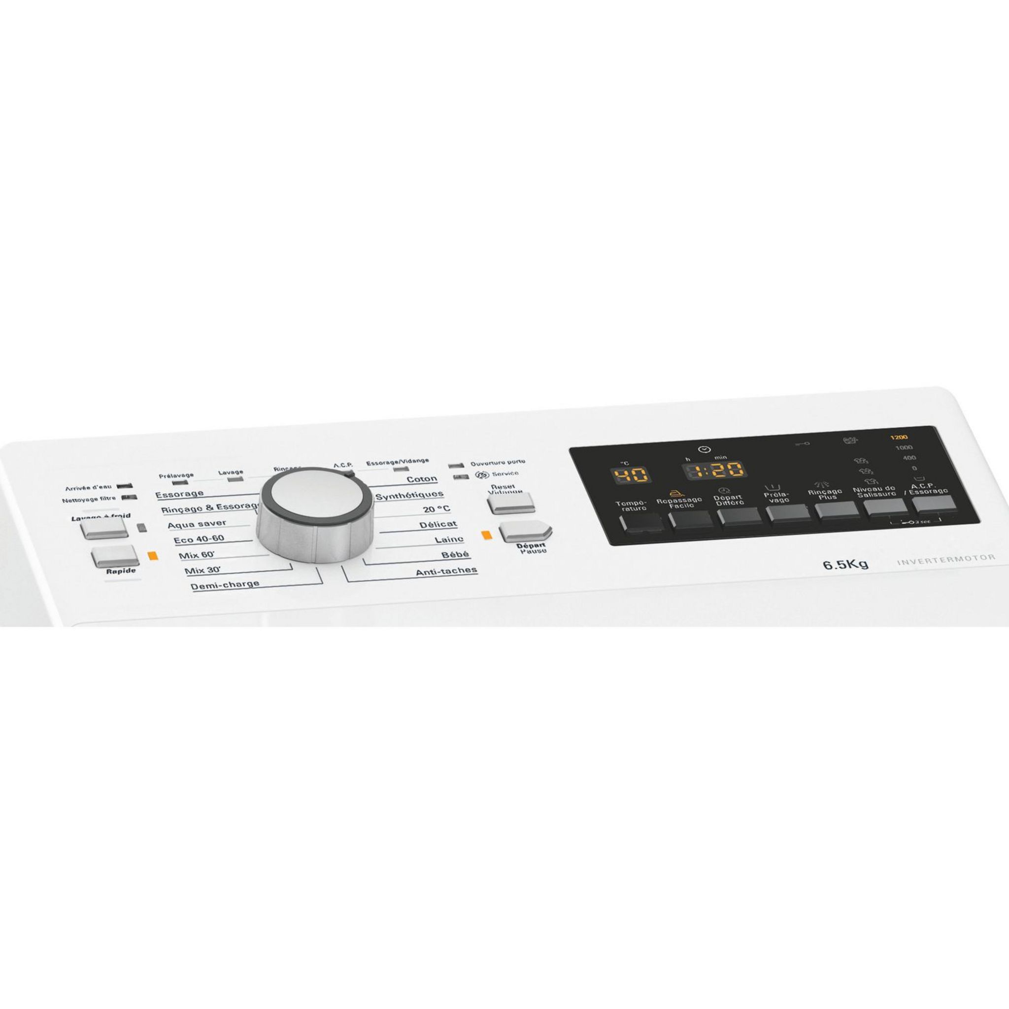 Voir la diapositive 3 : HOTPOINT Lave linge top WMTG6524BFR, 6.5 Kg, 1200 T/min