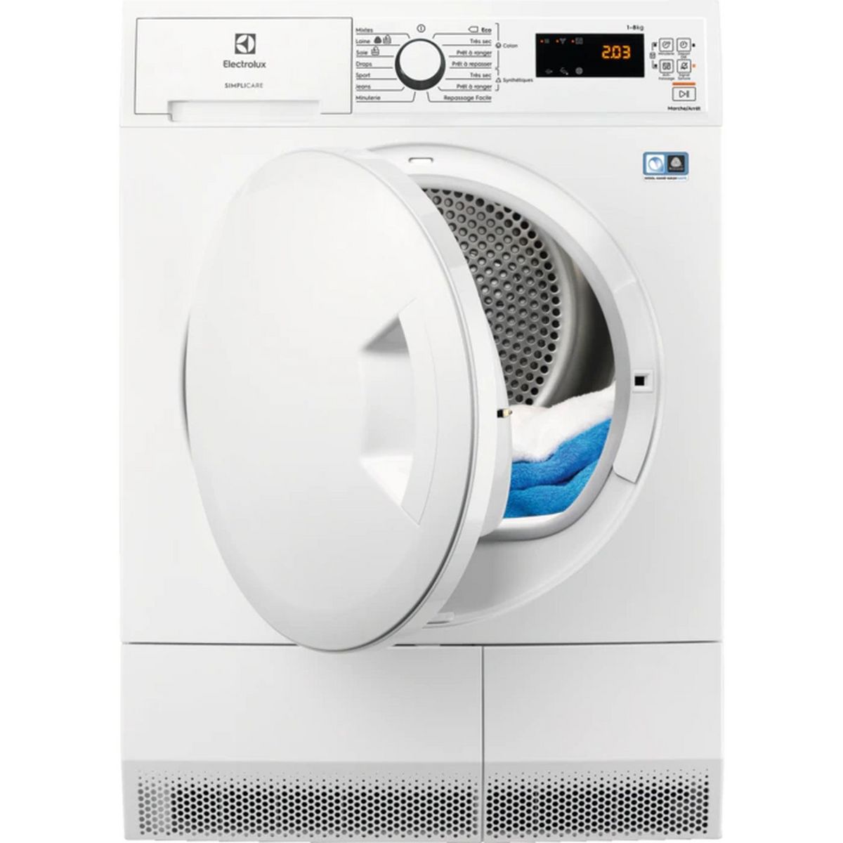 ELECTROLUX Sèche linge porte pleine EW8H4812SC, 8 kg, Condensation, Pompe à chaleur, A++