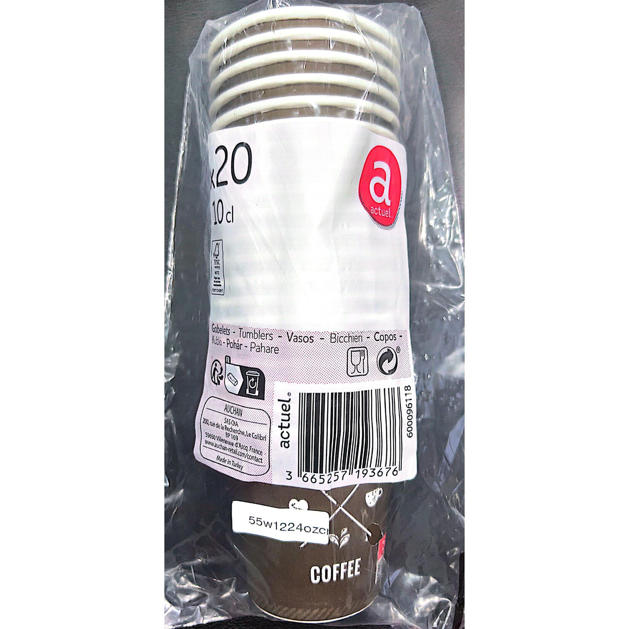 ACTUEL Lot de 20 gobelets en carton 10cl