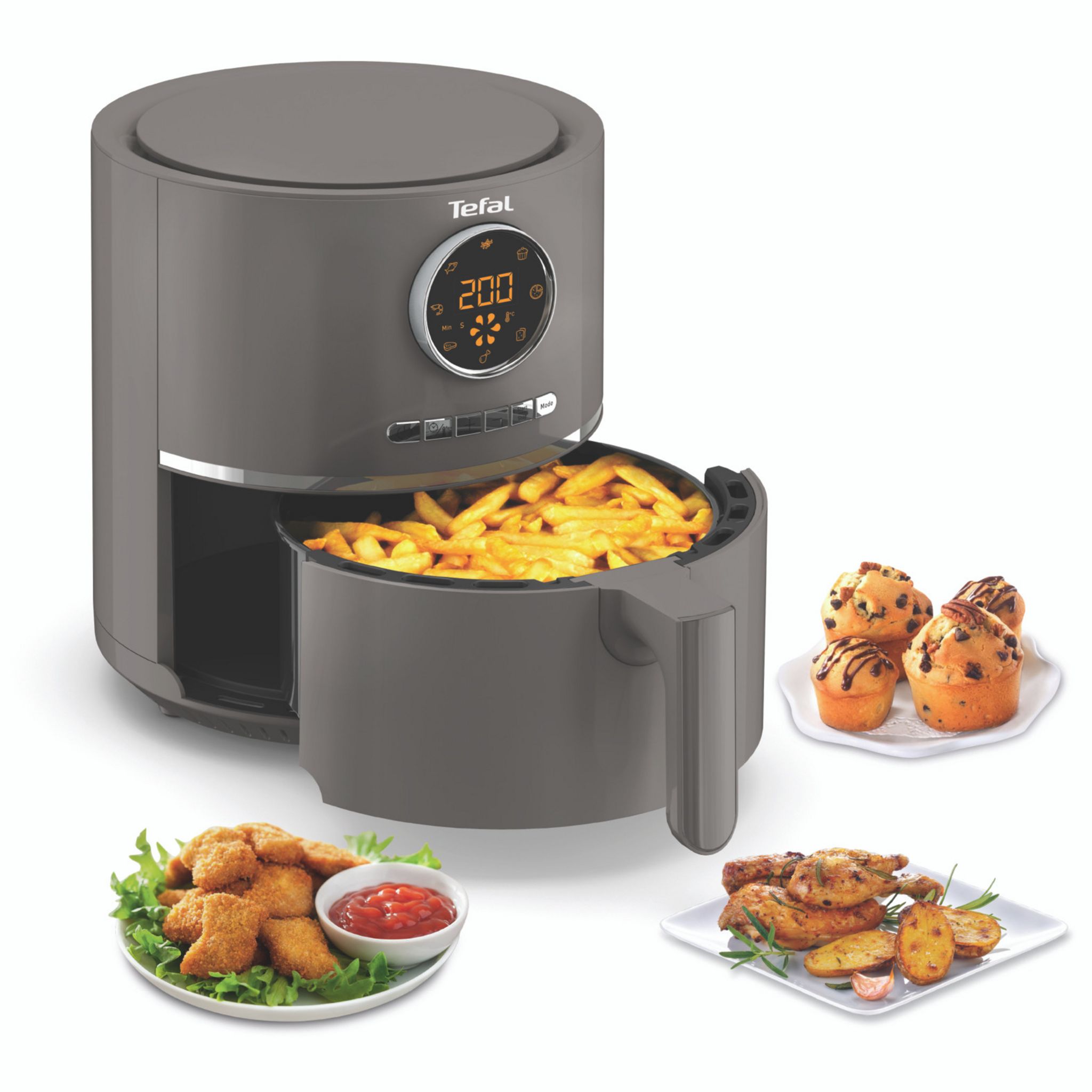 Voir la diapositive 3 : TEFAL Friteuse électrique sans huile à air chaud EY111B15 - Gris