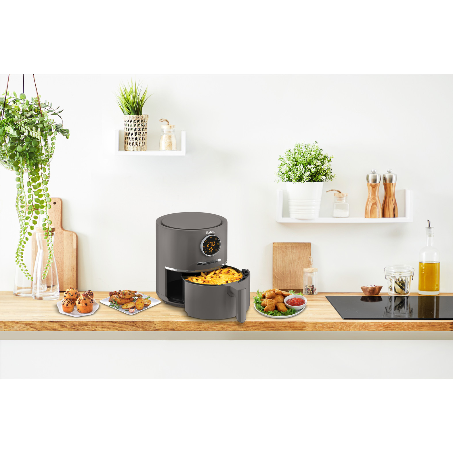 Voir la diapositive 6 : TEFAL Friteuse électrique sans huile à air chaud EY111B15 - Gris