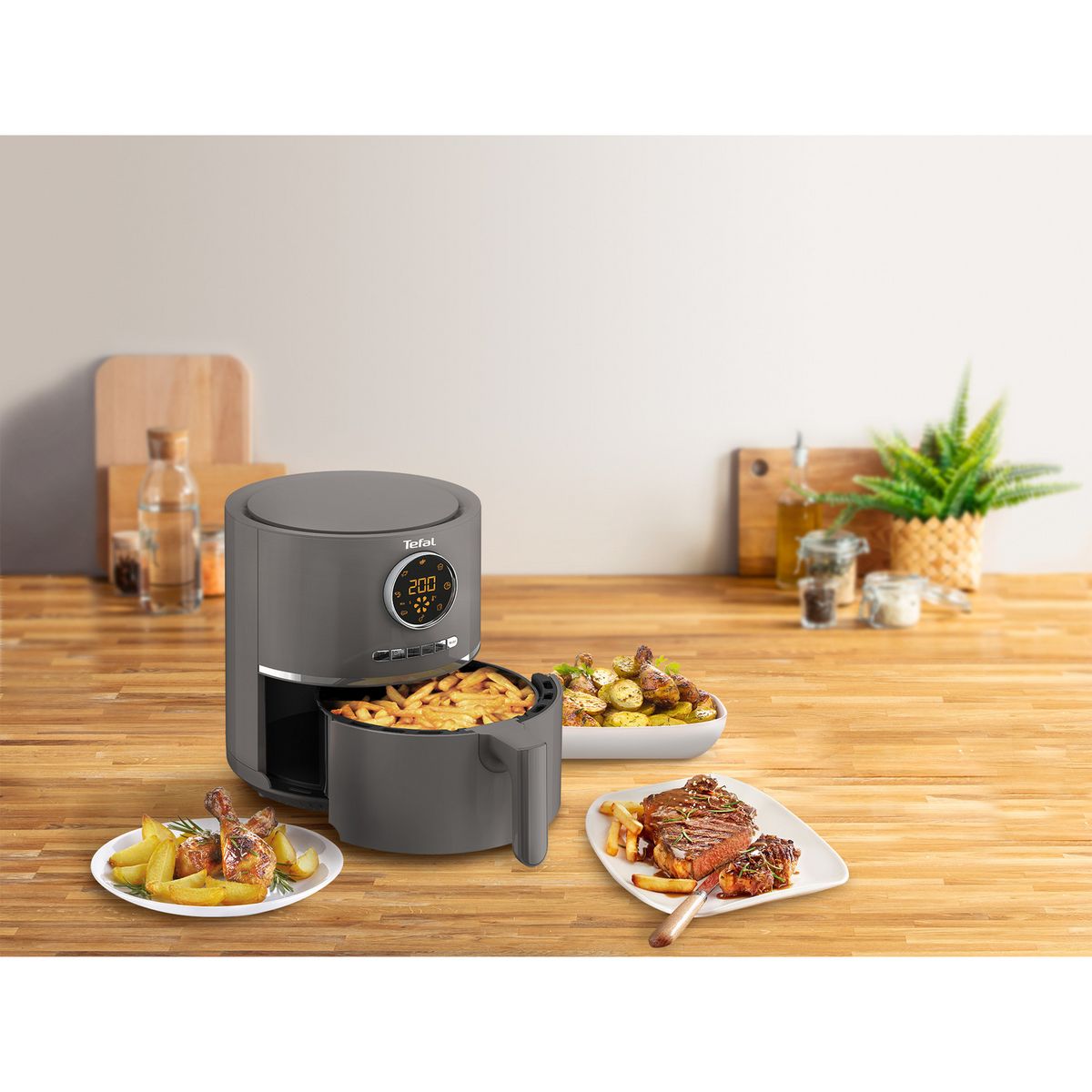 TEFAL Friteuse électrique sans huile à air chaud EY111B15 - Gris