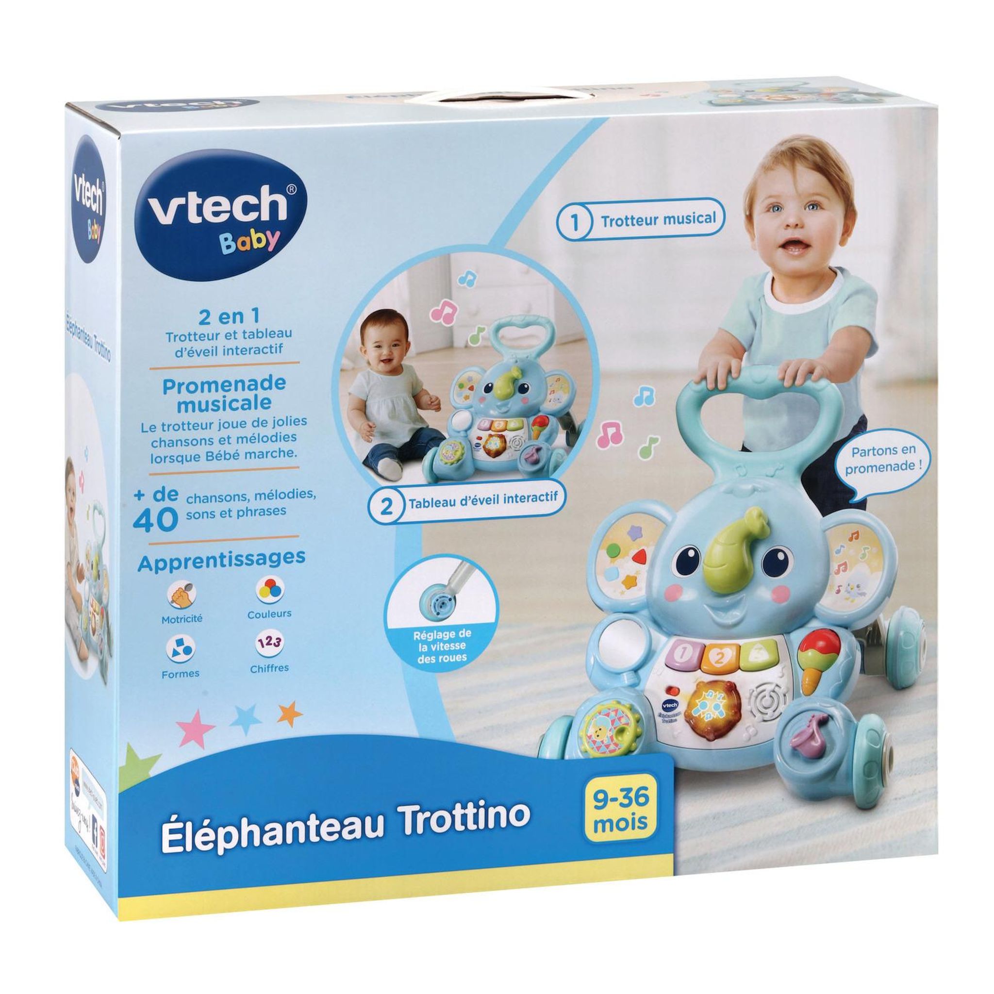 Voir la diapositive 5 : VTECH Porteur Éléphanteau Trottino