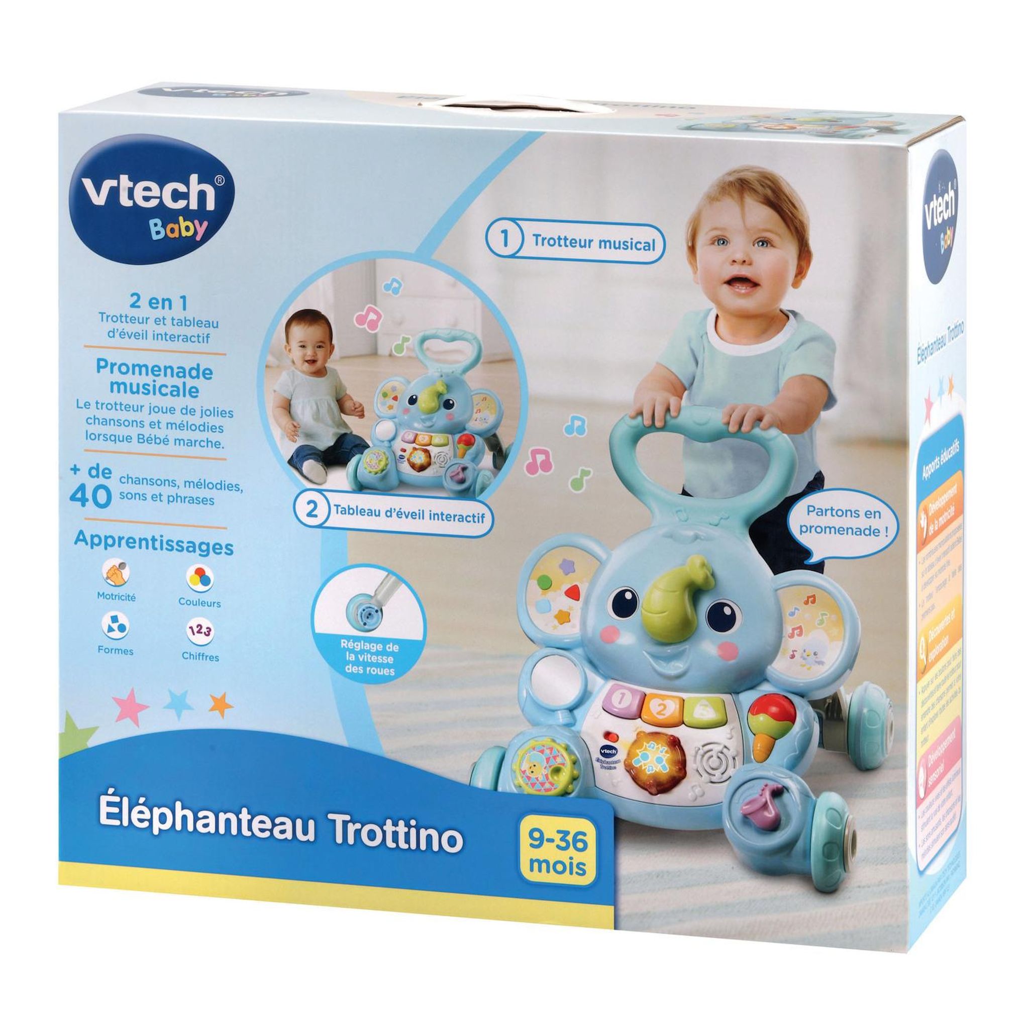 Voir la diapositive 6 : VTECH Porteur Éléphanteau Trottino
