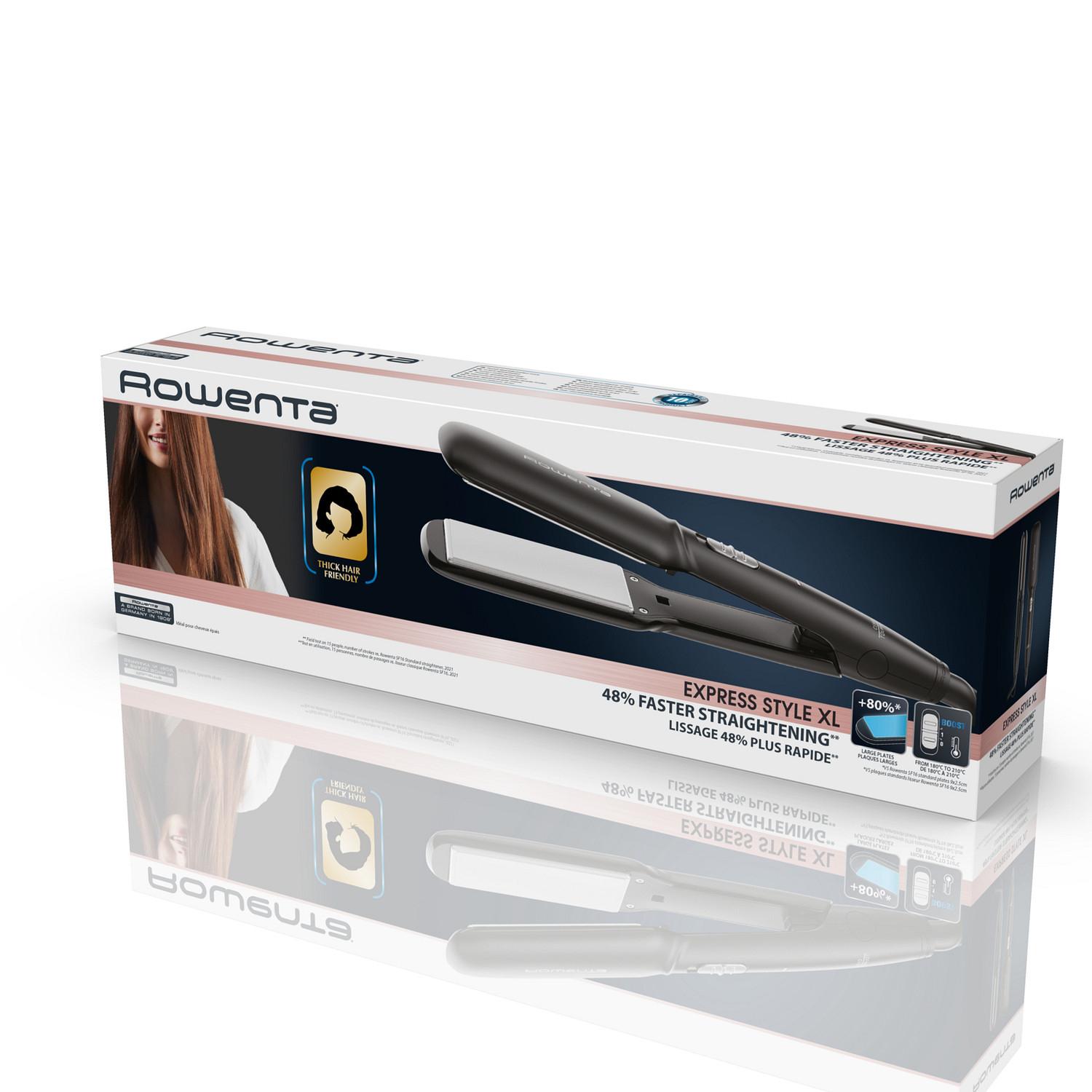 Voir la diapositive 8 : CALOR Lisseur céramique et tourmaline&nbsp; &nbsp;Express Style XL&nbsp; SF1920F0 - Noir