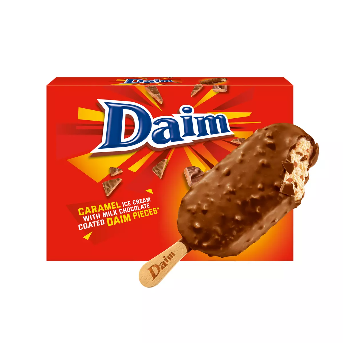 DAIM Bâtonnet glacé caramel et morceaux de daim 4 pièces 284g