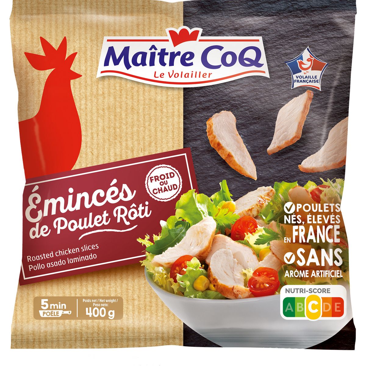 MAITRE COQ Emincés de poulet rôti 400g