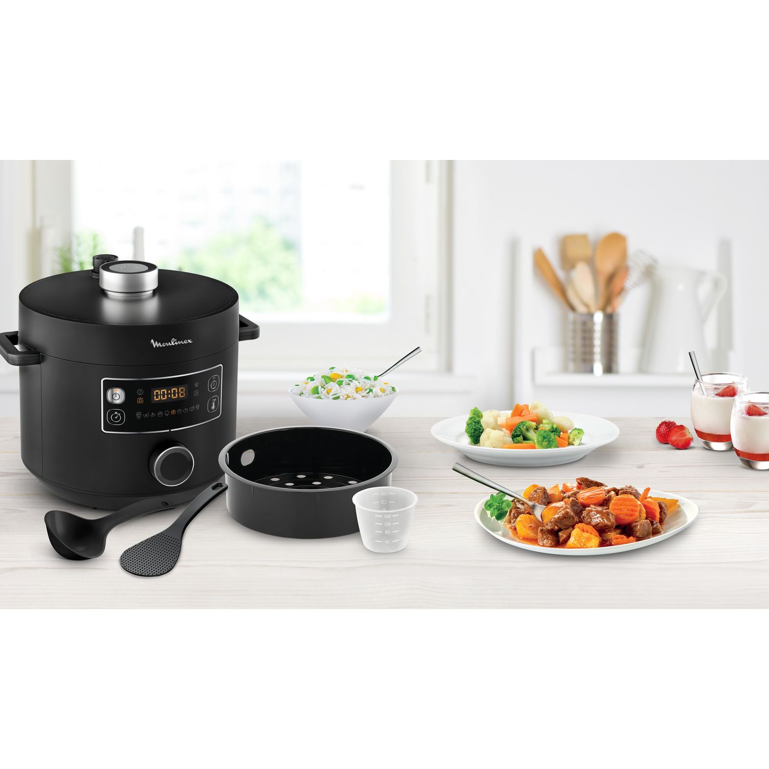 Voir la diapositive 3 : MOULINEX Multicuiseur rapide TURBO CUISINE CE754810 - Noir