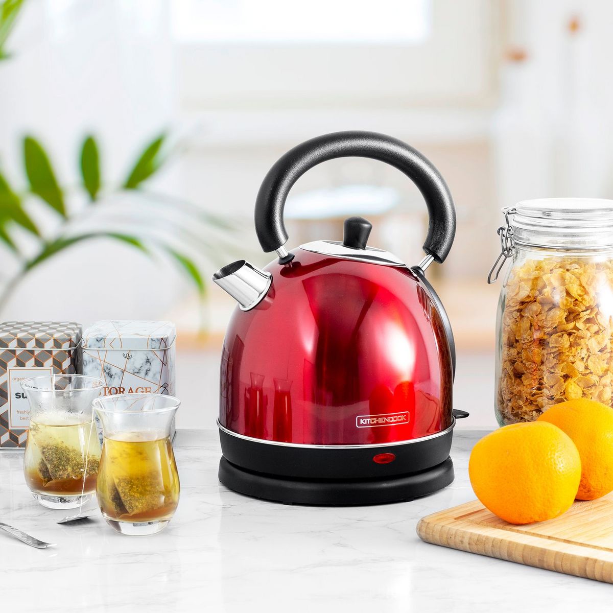 KITCHENCOOK Bouilloire électrique TEAKETTLE R - Rouge Inox