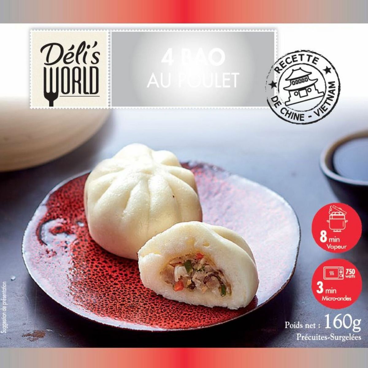 DELI'S WORLD Bao au poulet 4 pièces 160g