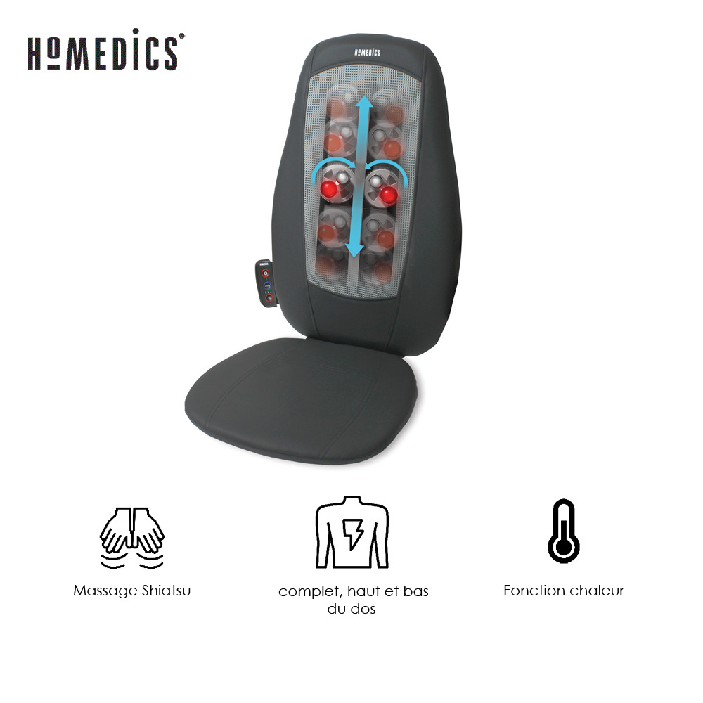 Voir la diapositive 3 : HOMEDICS Siège de massage HMSBM195H - Gris