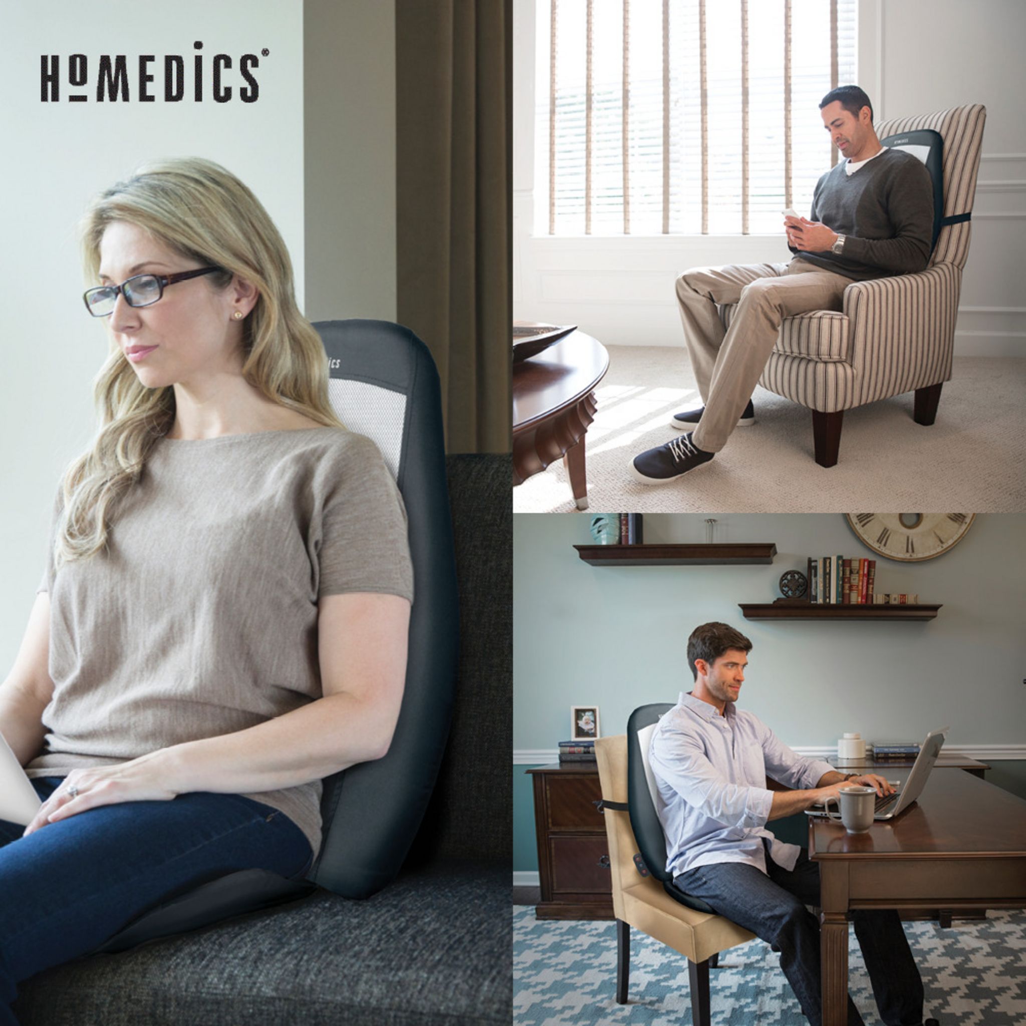 Voir la diapositive 5 : HOMEDICS Siège de massage HMSBM195H - Gris