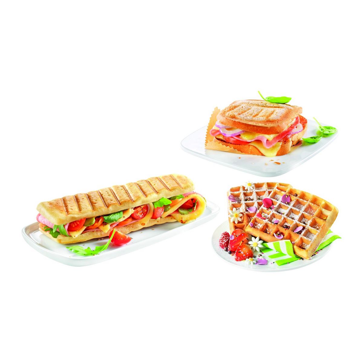 TEFAL Gaufrier croque-monsieur 3-en-1 SW614B01 - Gris noir