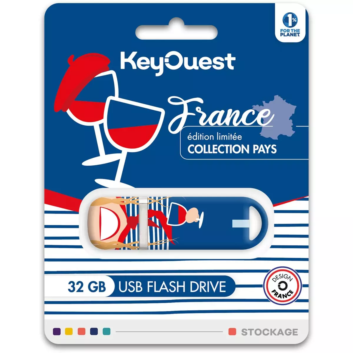 KEYOUEST Clé USB 32GO Française - Bleu