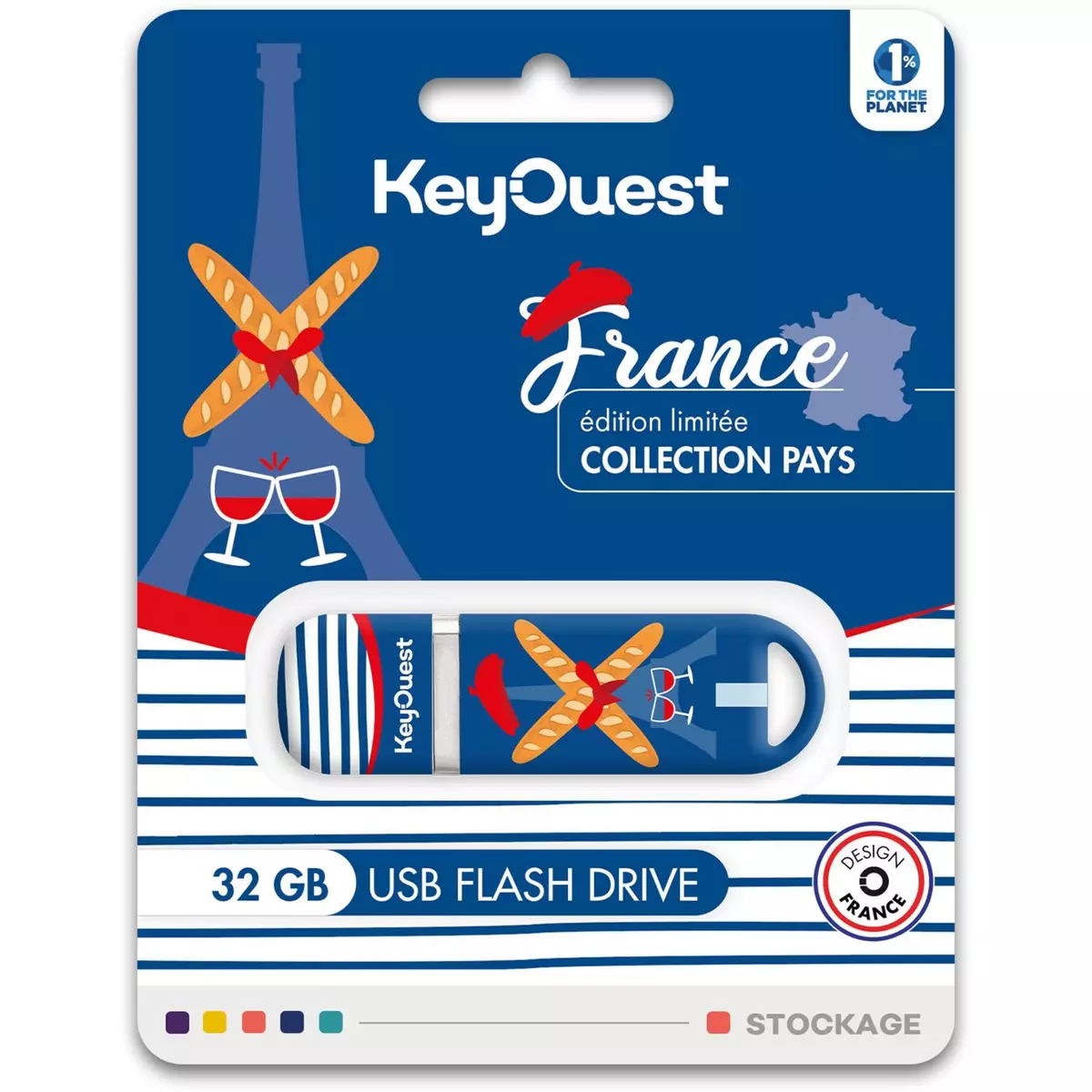 KEYOUEST Clé USB 32GO Baguette - Bleu