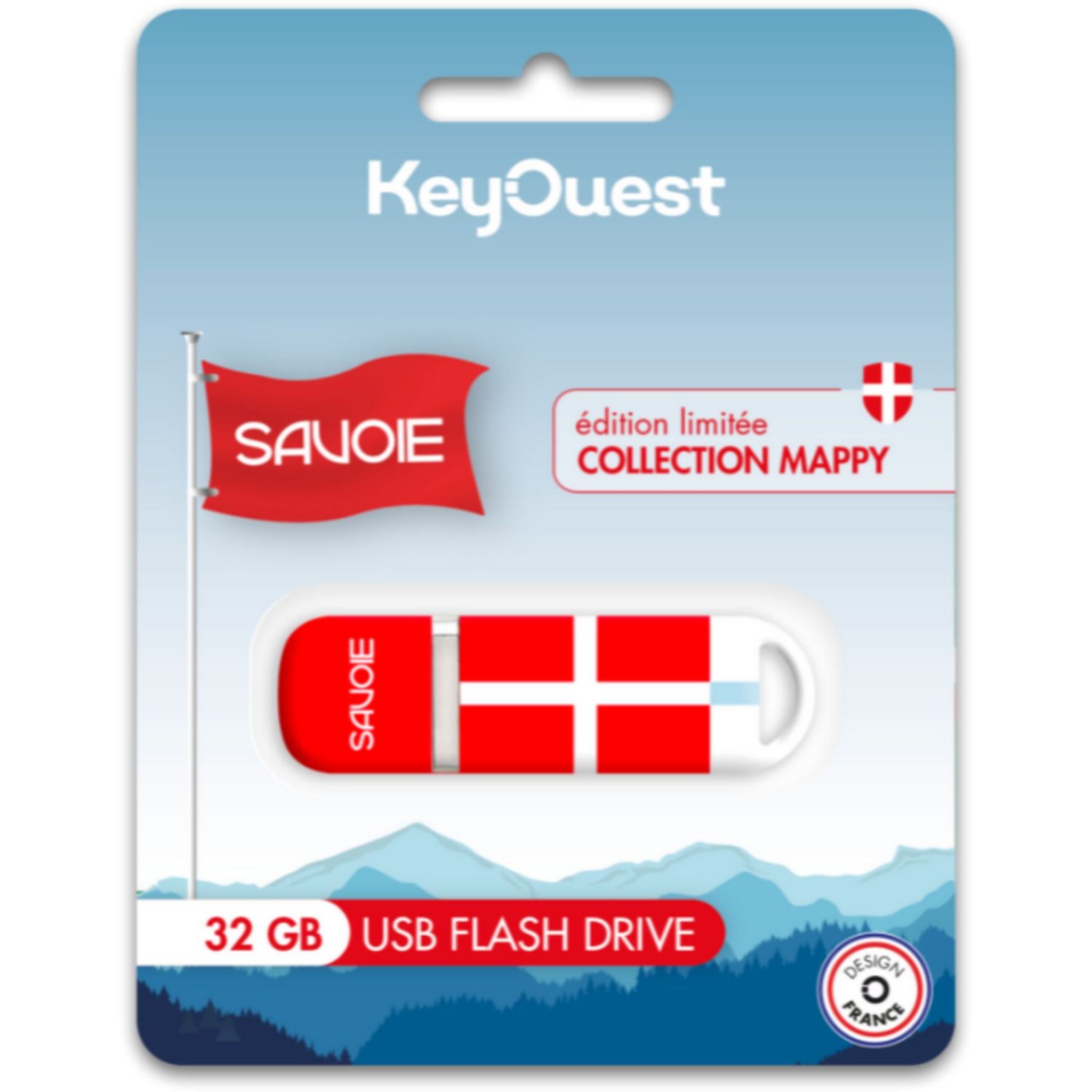 Voir la diapositive 2 : KEYOUEST Clé USB 32Go Savoie - Rouge et blanc