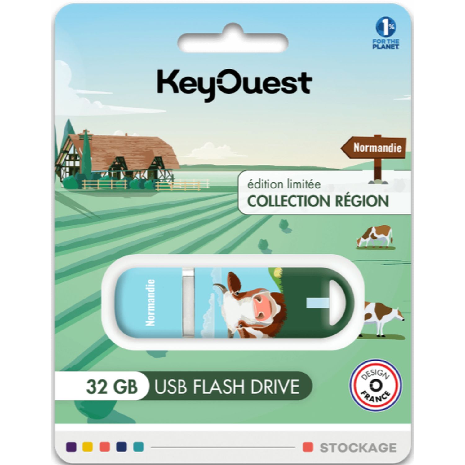 Voir la diapositive 2 : KEYOUEST Clé USB 32Go Normandie - Multicolor