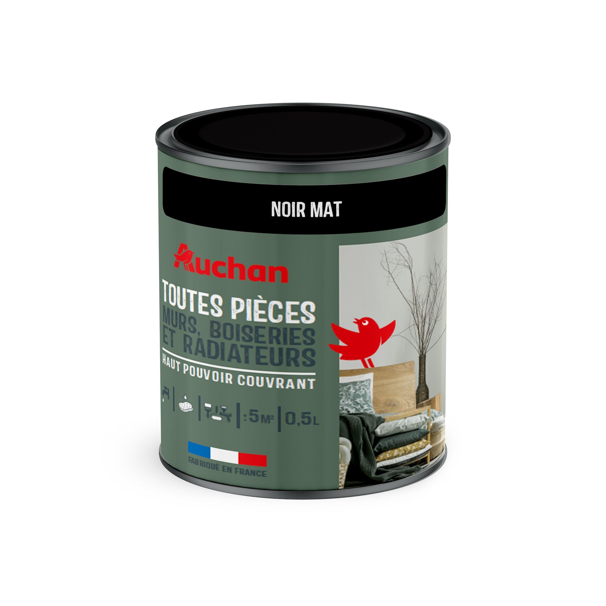 AUCHAN Peinture noir mat toutes pièces murs, boiseries et radiateurs