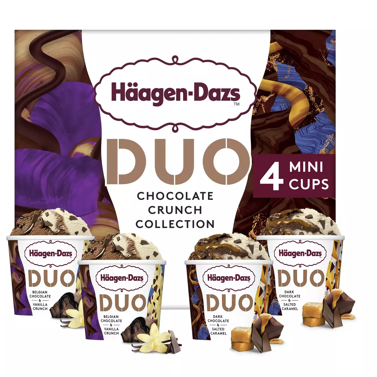 HAAGEN DAZS Mini pot de crème glacée chocolate crunch collection 4 pièces 328g