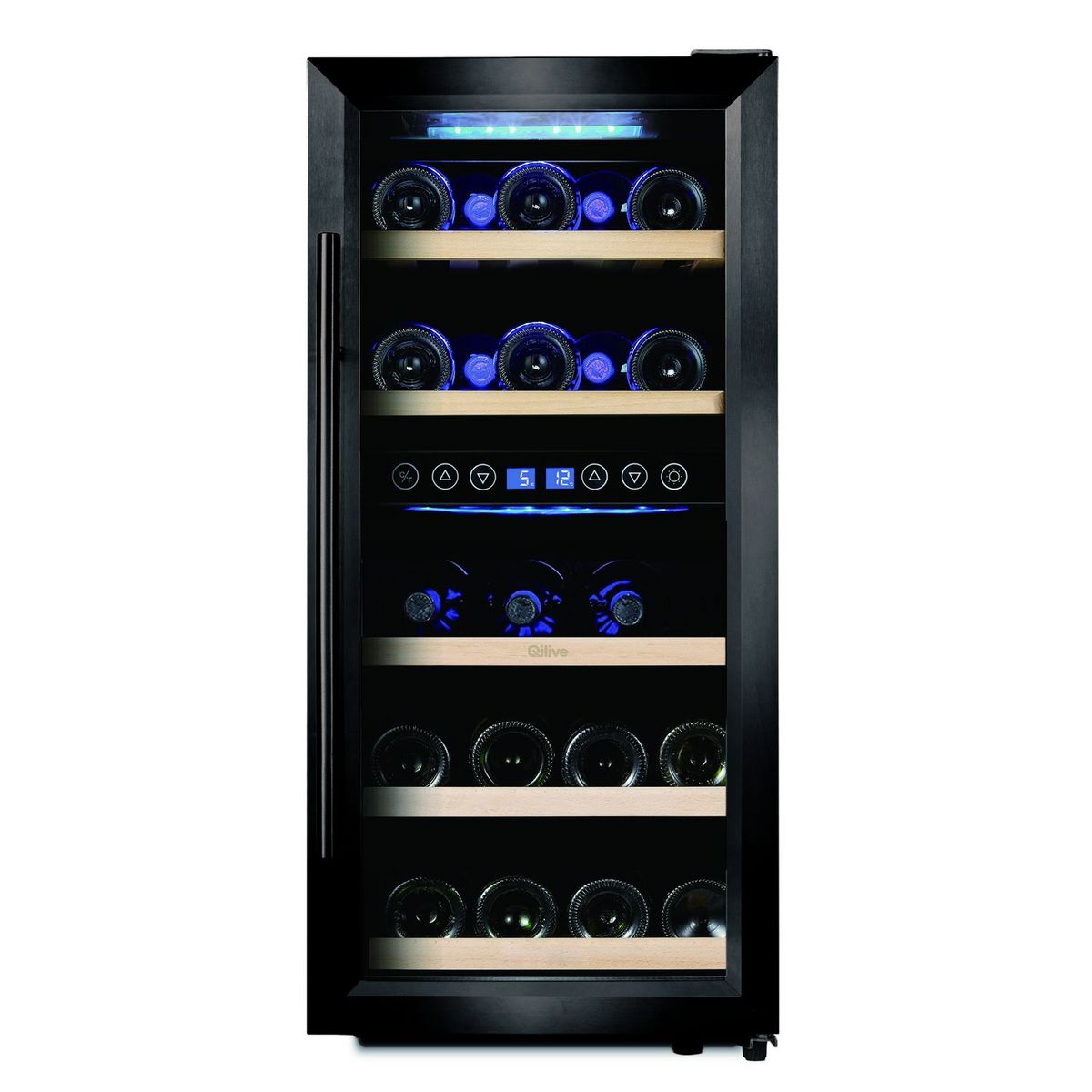 QILIVE Cave à vin 600110238, 33 bouteilles, 41 dB, Porte vitrée