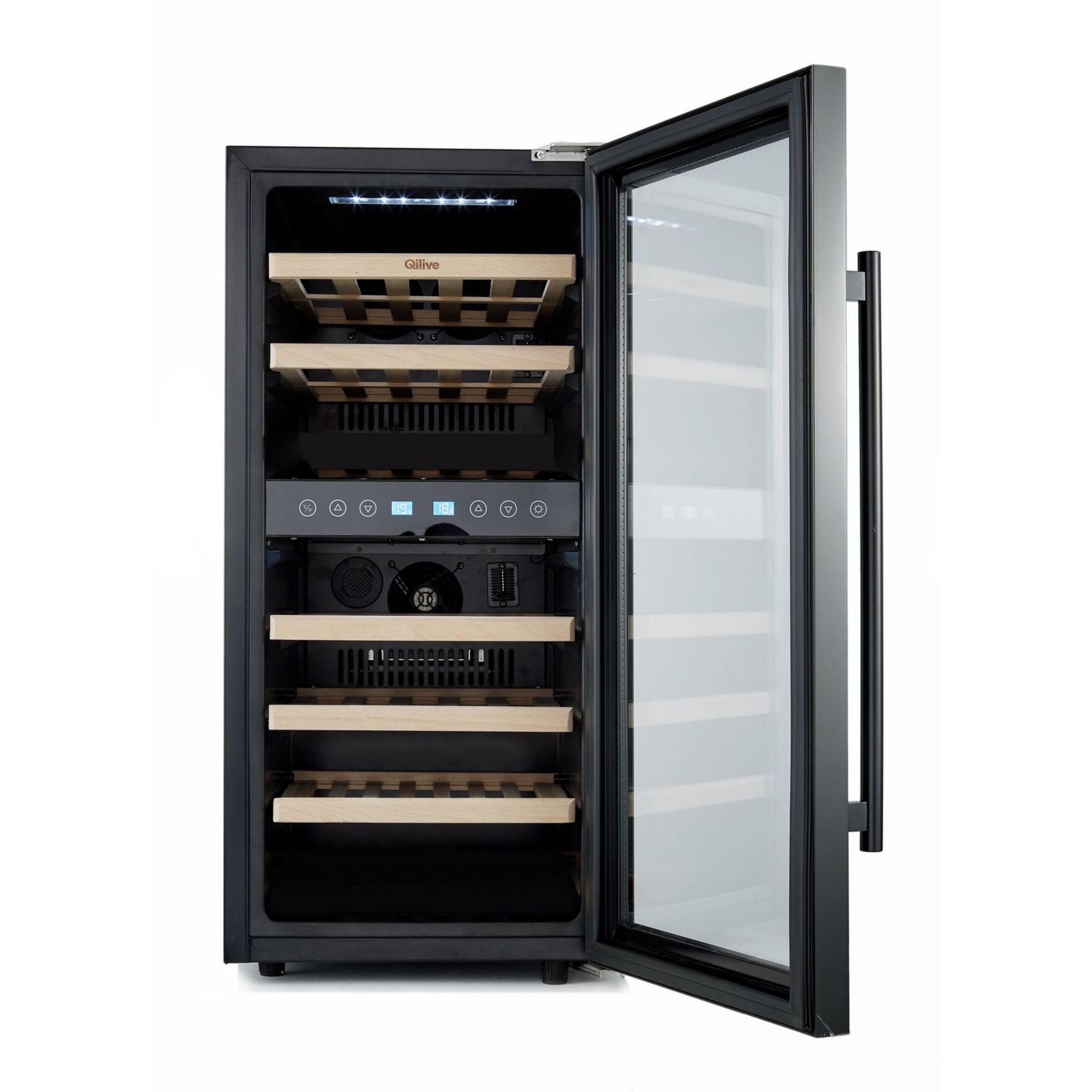 Voir la diapositive 3 : QILIVE Cave à vin 600110238, 33 bouteilles, 41 dB, Porte vitrée