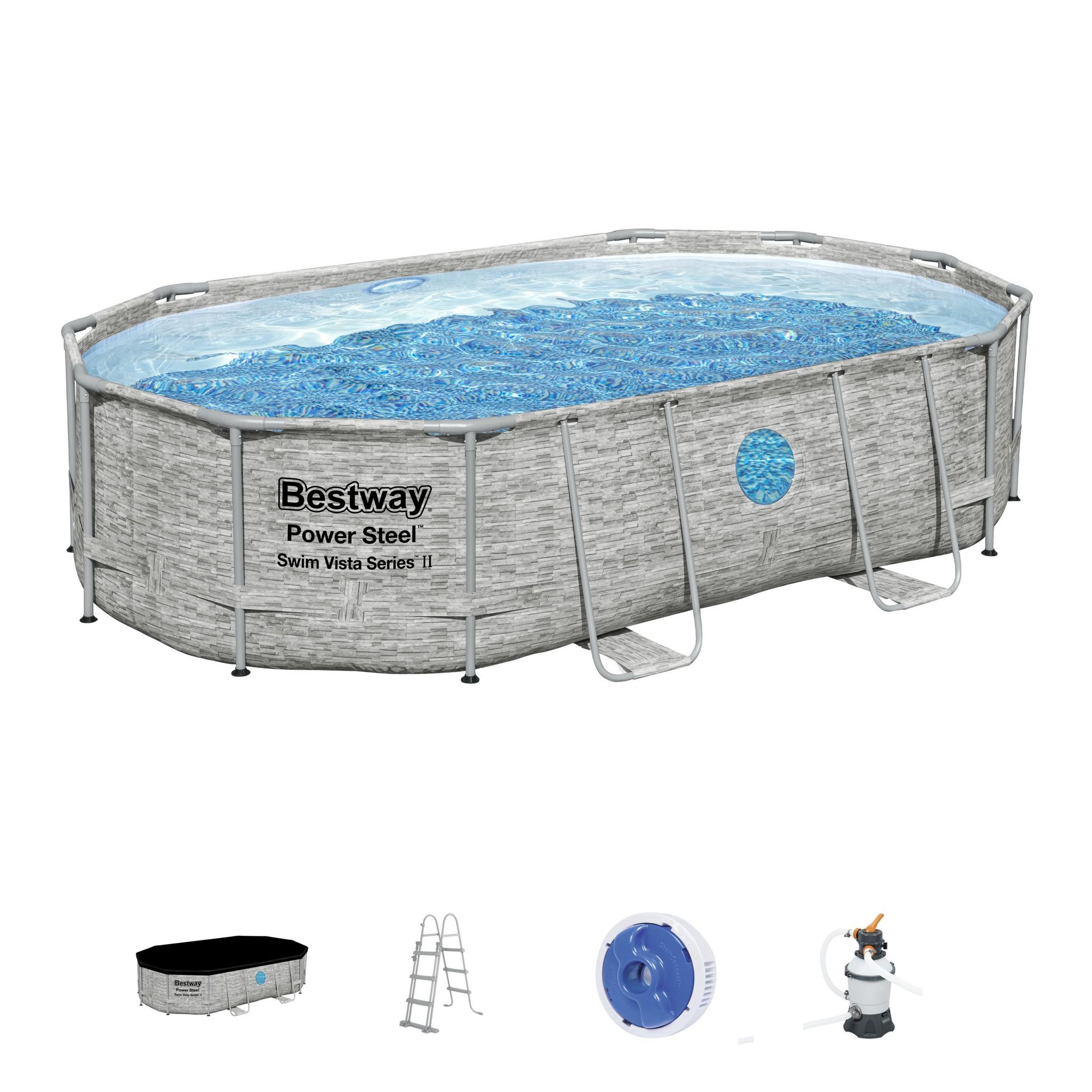 BESTWAY Piscine tubulaire ovale - 488x305x107cm