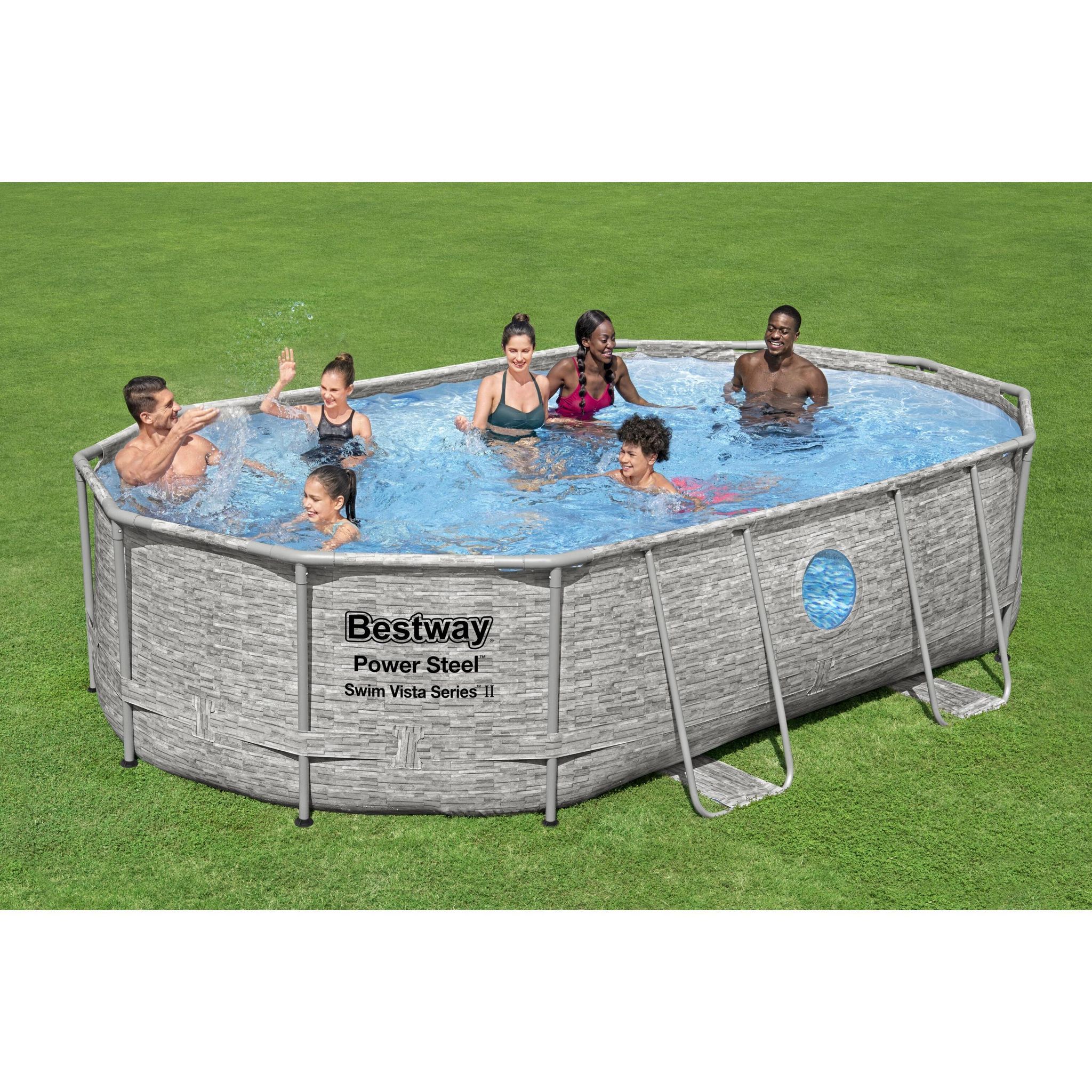 Voir la diapositive 3 : BESTWAY Piscine tubulaire ovale - 488x305x107cm