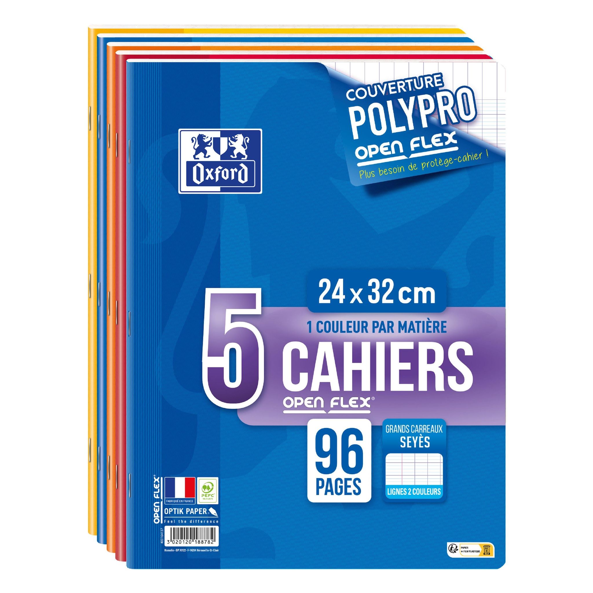 HAMELIN Cahier x5 24x32cm 96 pages Seyes OpenFlex