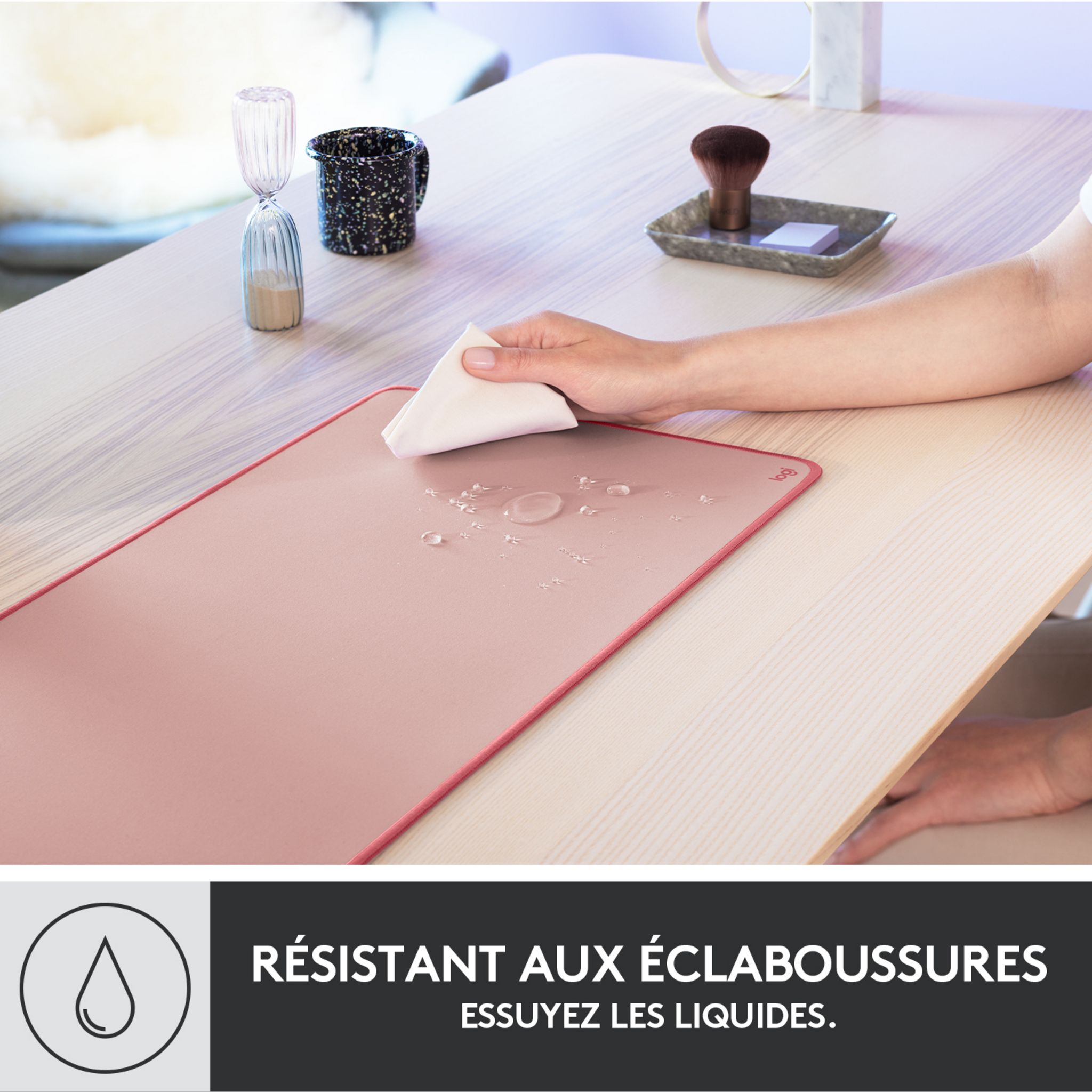 Voir la diapositive 3 : LOGITECH Tapis de souris BUREAU - Rose