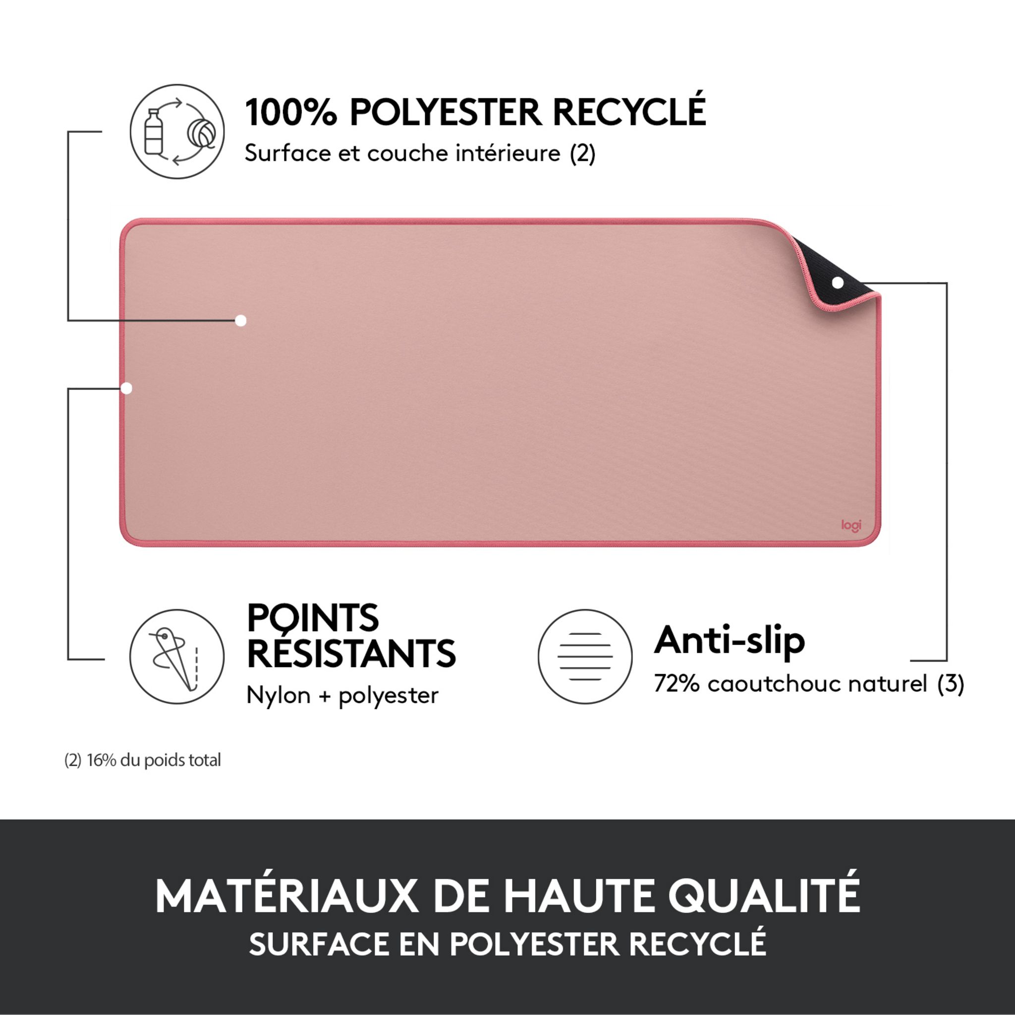 Voir la diapositive 4 : LOGITECH Tapis de souris BUREAU - Rose