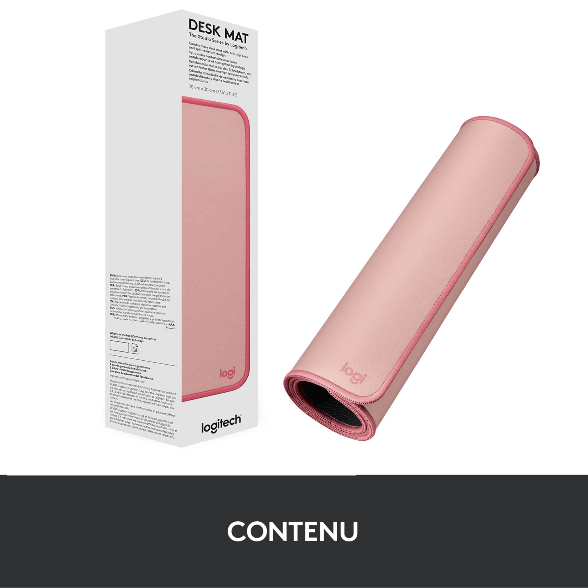 Voir la diapositive 8 : LOGITECH Tapis de souris BUREAU - Rose