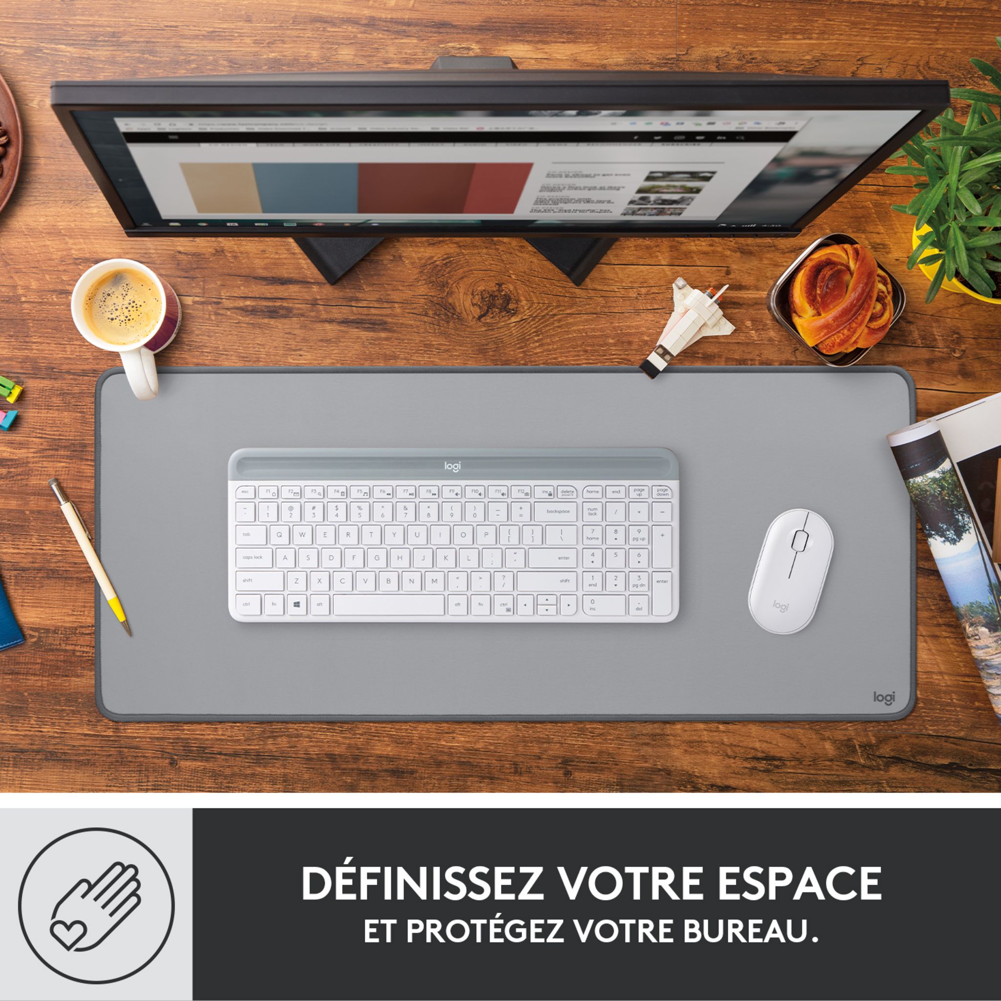 Voir la diapositive 2 : LOGITECH Tapis de souris BUREAU - Gris