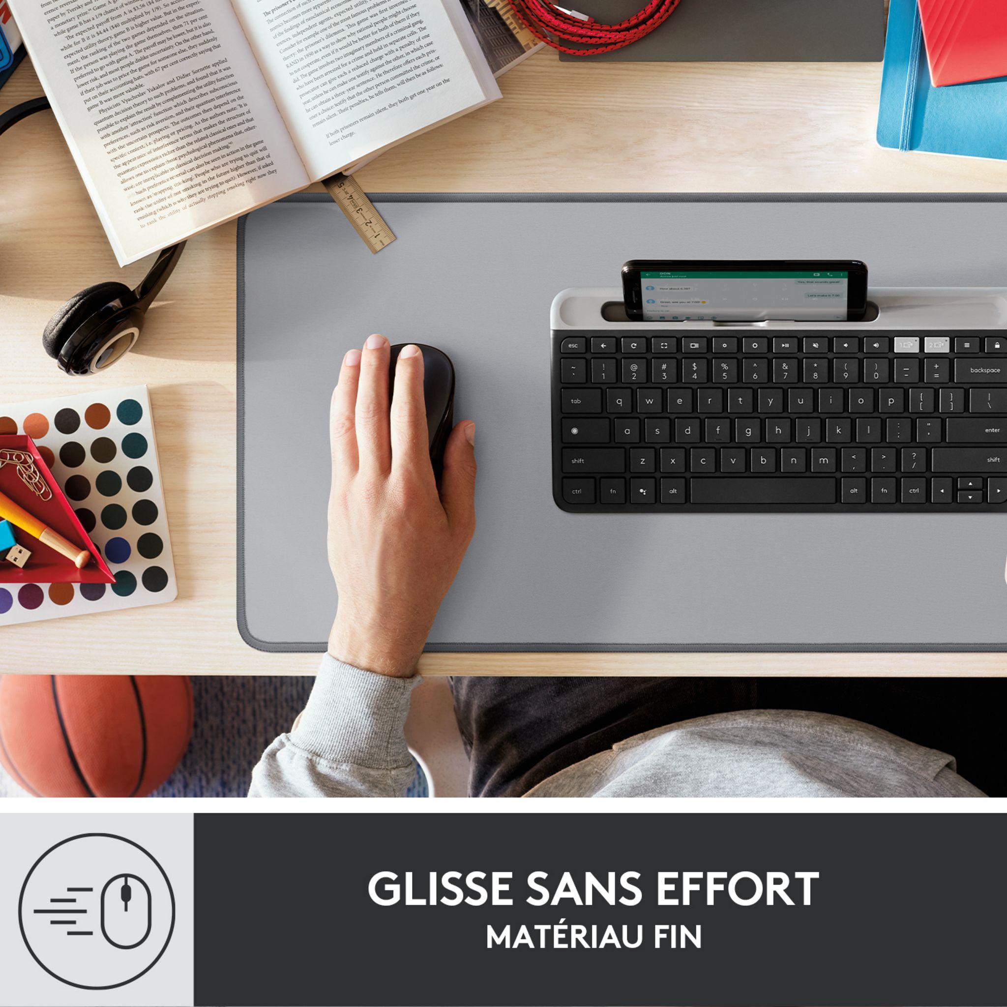 Voir la diapositive 5 : LOGITECH Tapis de souris BUREAU - Gris