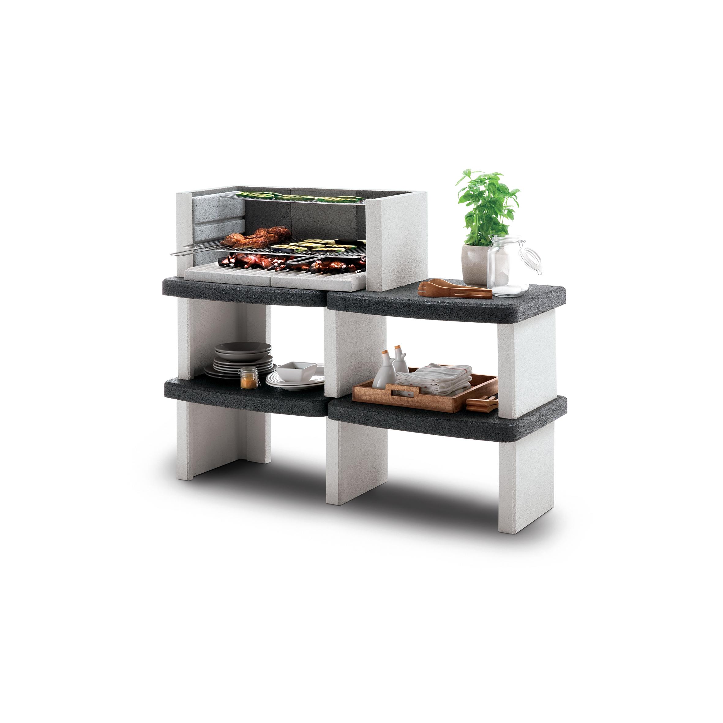 Voir la diapositive 2 : EASY GARDEN BY PALAZZETTI Barbecue fixe charbon avec plan de travail - En pierre - MENTON