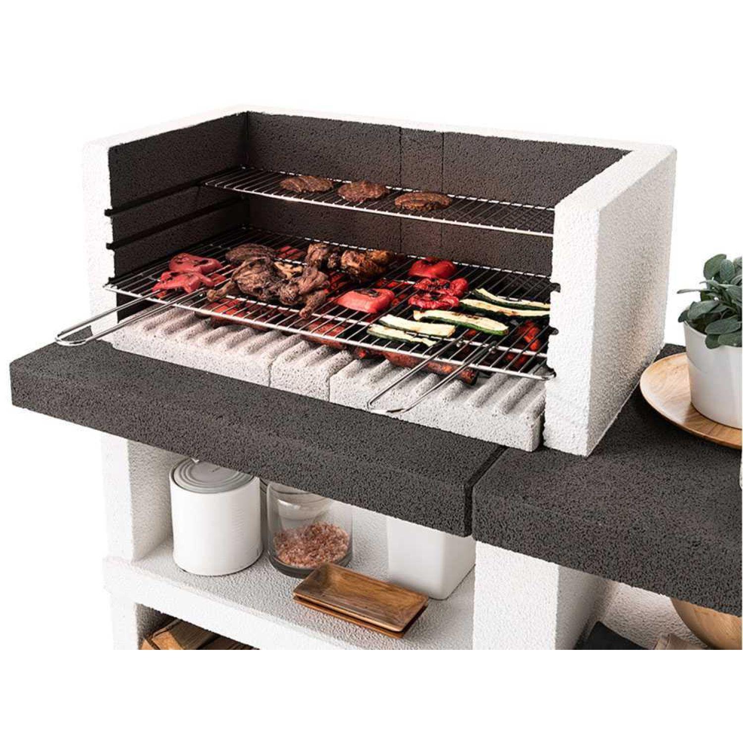 Voir la diapositive 4 : EASY GARDEN BY PALAZZETTI Barbecue fixe charbon avec plan de travail - En pierre - MENTON