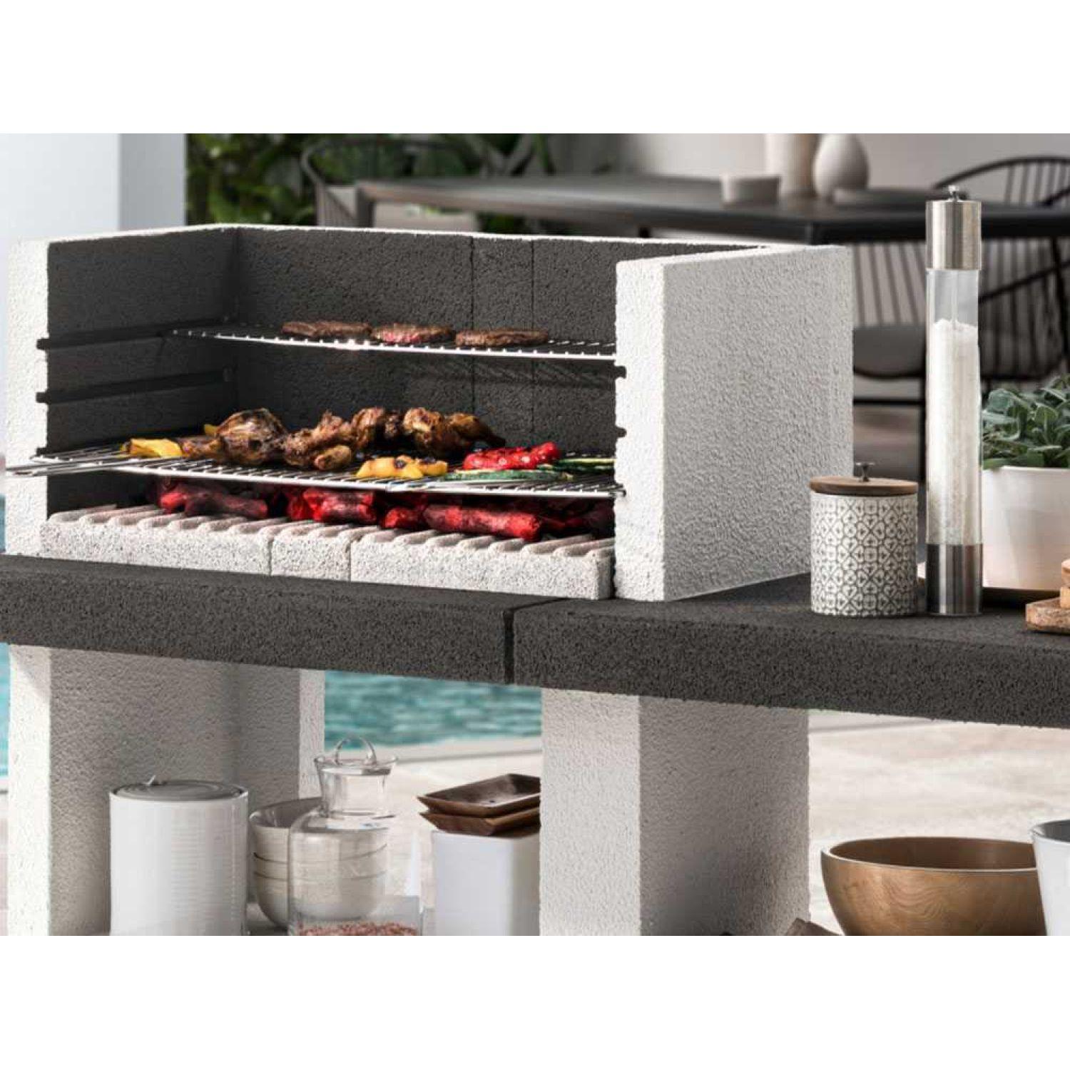 Voir la diapositive 5 : EASY GARDEN BY PALAZZETTI Barbecue fixe charbon avec plan de travail - En pierre - MENTON