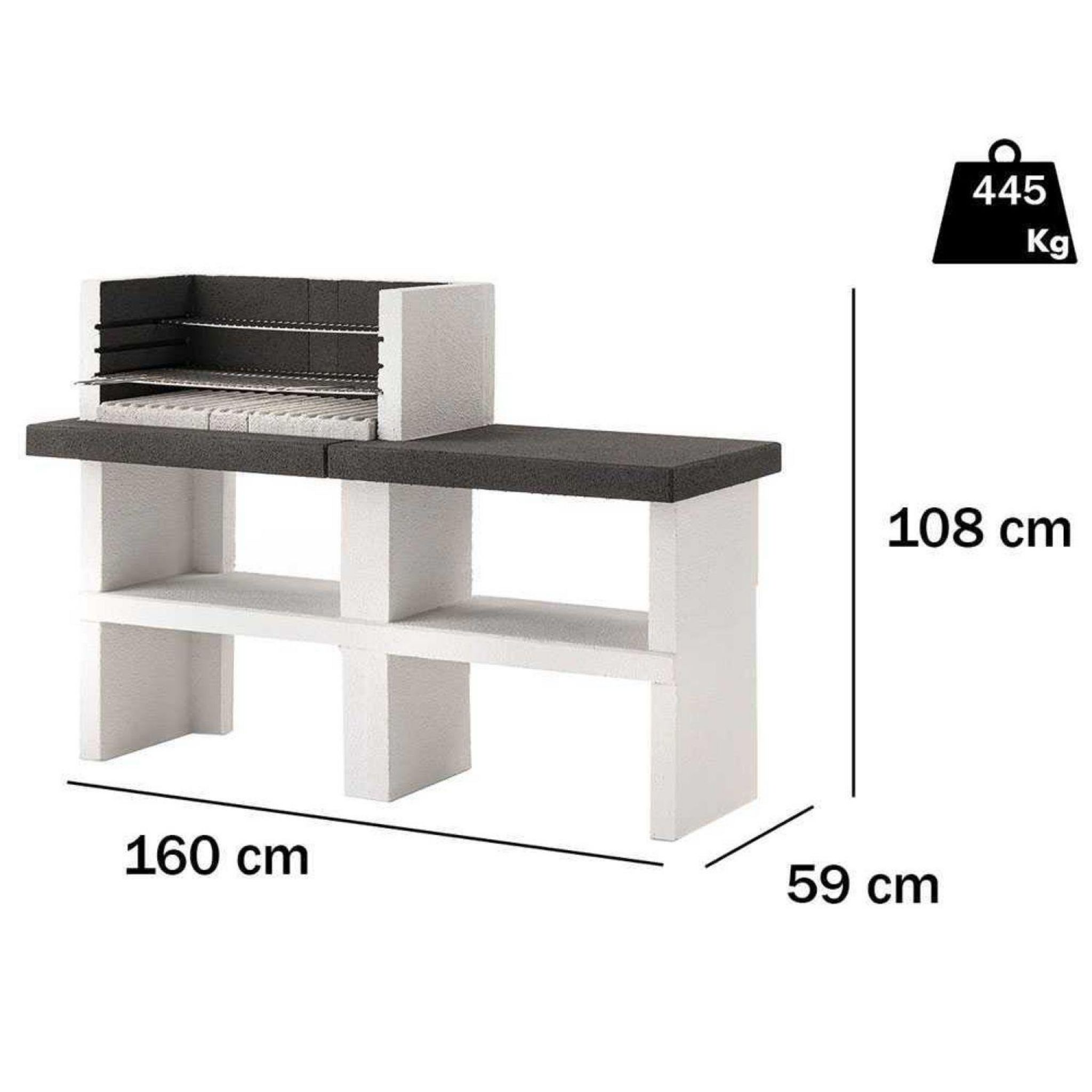 Voir la diapositive 7 : EASY GARDEN BY PALAZZETTI Barbecue fixe charbon avec plan de travail - En pierre - MENTON