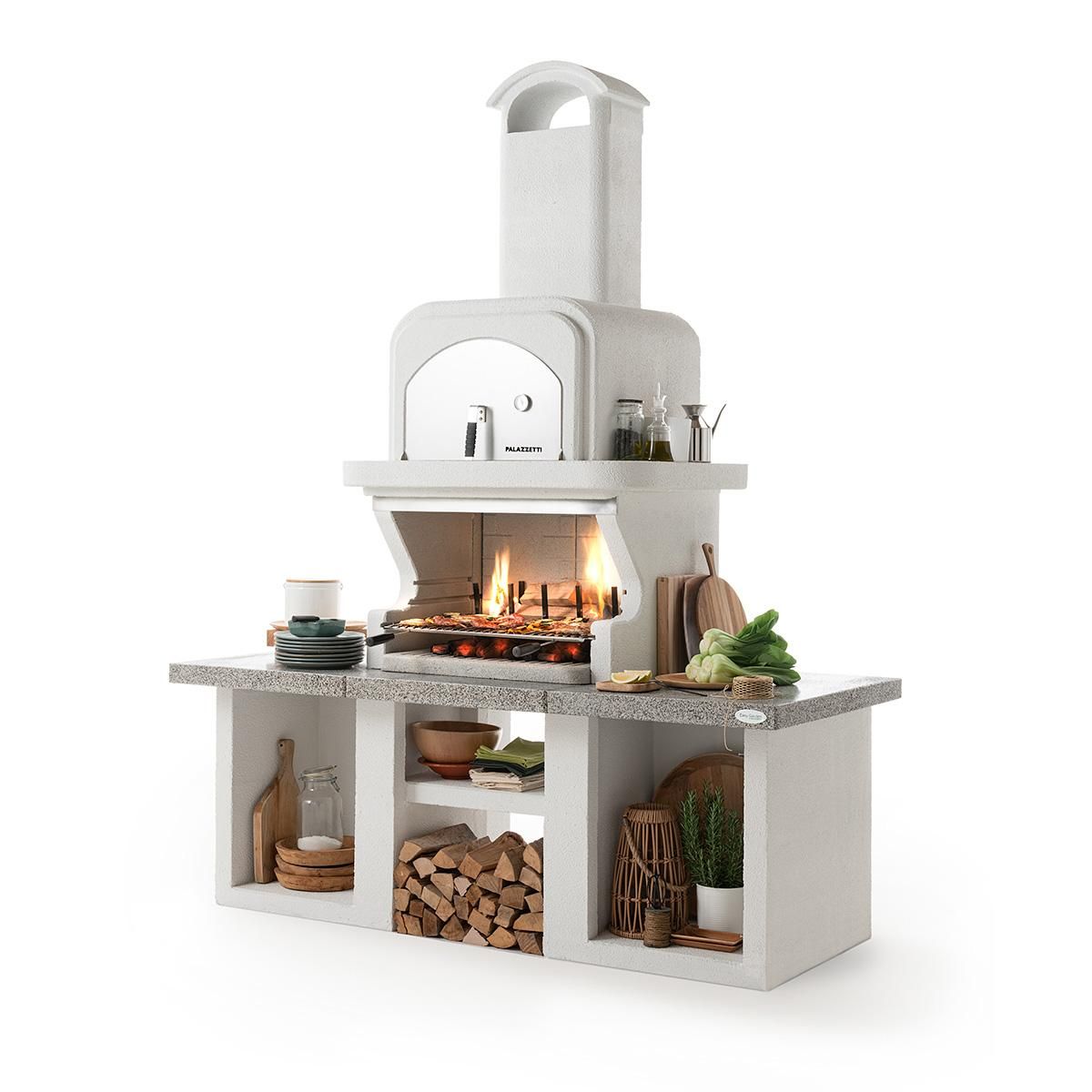 EASY GARDEN BY PALAZZETTI Barbecue - four combiné fixe charbon - En pierre - PAMPLONA