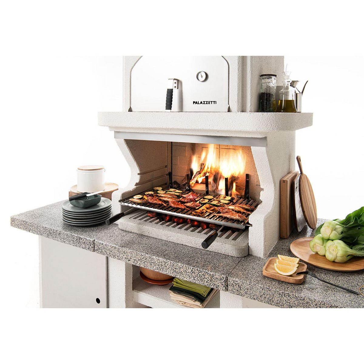 EASY GARDEN BY PALAZZETTI Barbecue - four combiné fixe charbon - En pierre - PAMPLONA
