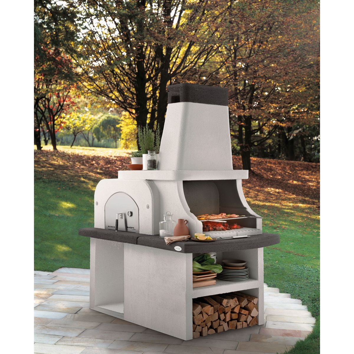 EASY GARDEN BY PALAZZETTI Barbecue - four combiné fixe charbon - En pierre - BASTIA