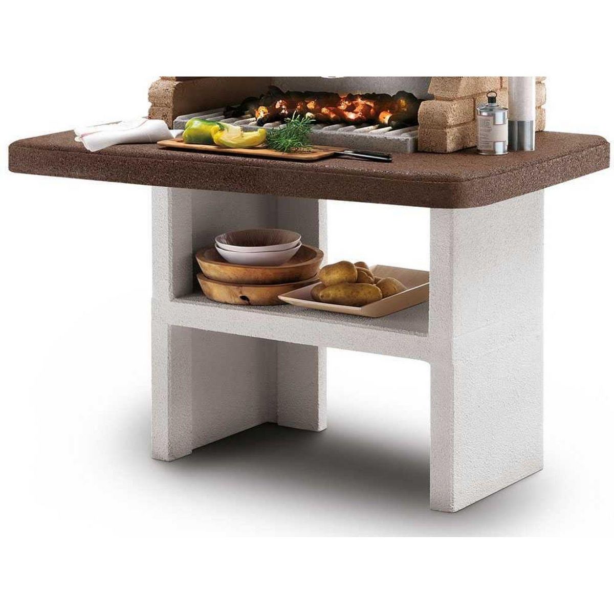 EASY GARDEN BY PALAZZETTI Barbecue fixe charbon - En pierre - Avec hotte - BREST 3