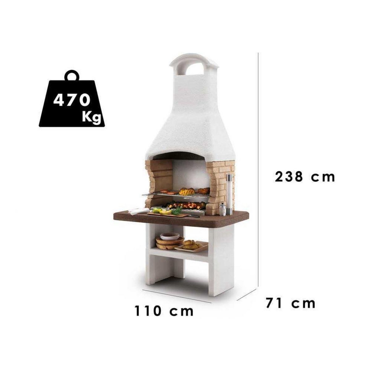 EASY GARDEN BY PALAZZETTI Barbecue fixe charbon - En pierre - Avec hotte - BREST 3