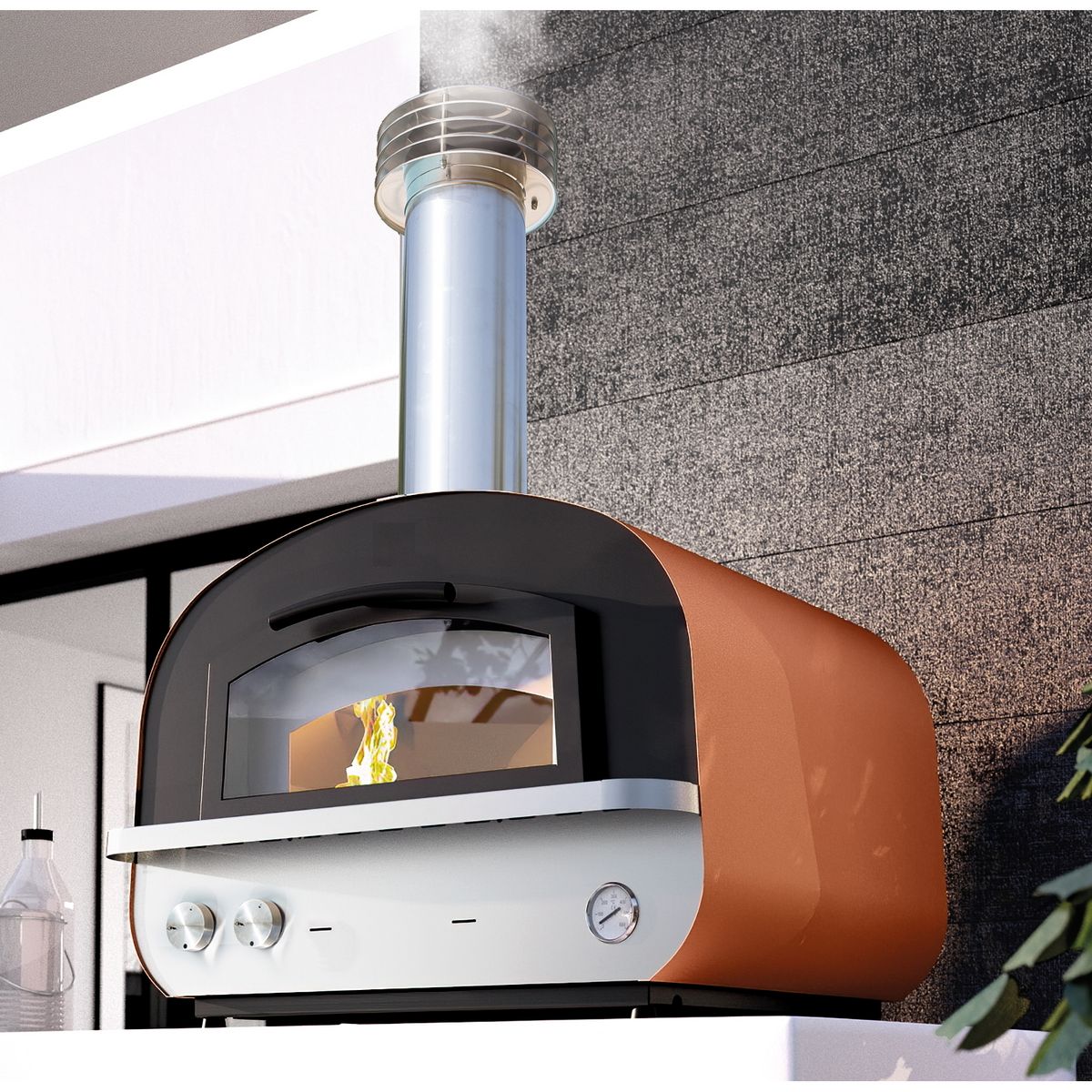 PALAZZETTI Four à pizza bois et gaz - 110x98x86cm - Acier - MARIO