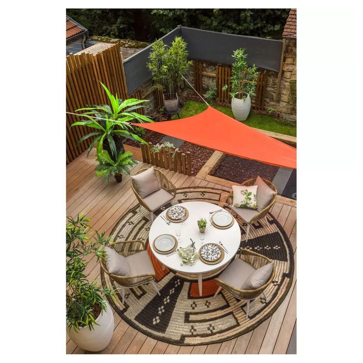 JARDILINE Table de jardin - 6 places - Aluminium - Blanc - CAPRI