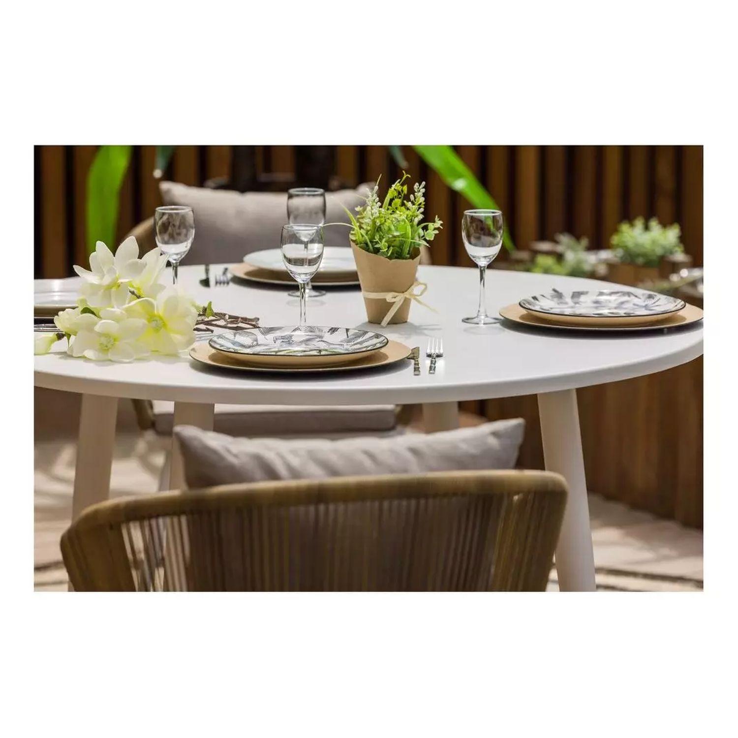 Voir la diapositive 3 : JARDILINE Table de jardin - 6 places - Aluminium - Blanc - CAPRI