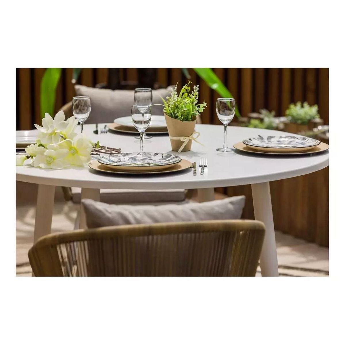 JARDILINE Table de jardin - 6 places - Aluminium - Blanc - CAPRI