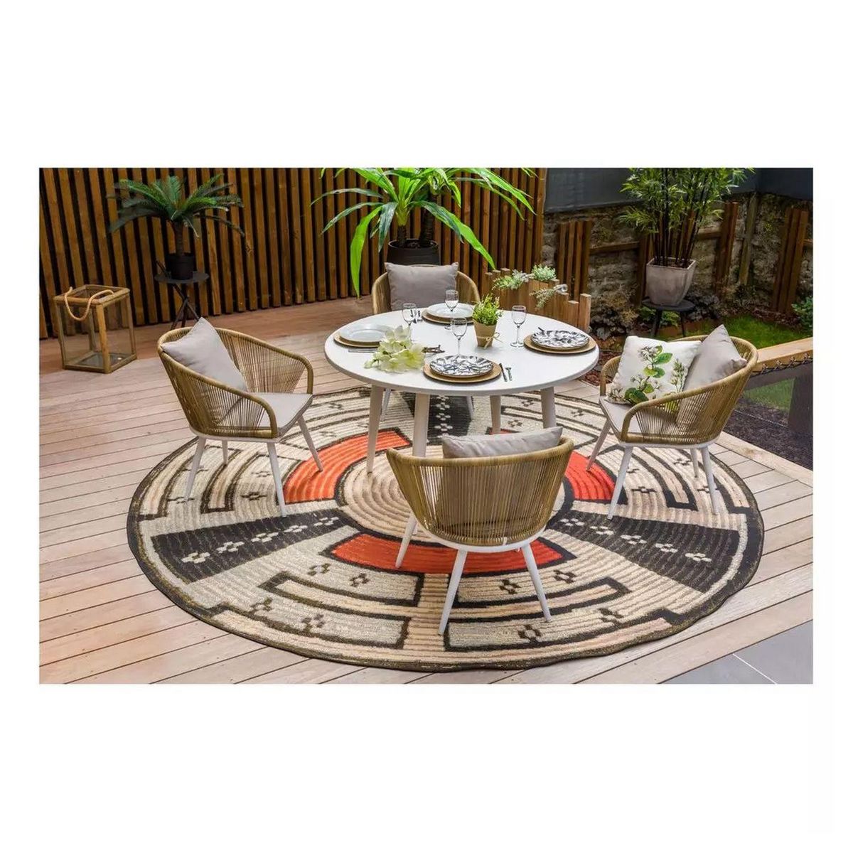 JARDILINE Table de jardin - 6 places - Aluminium - Blanc - CAPRI